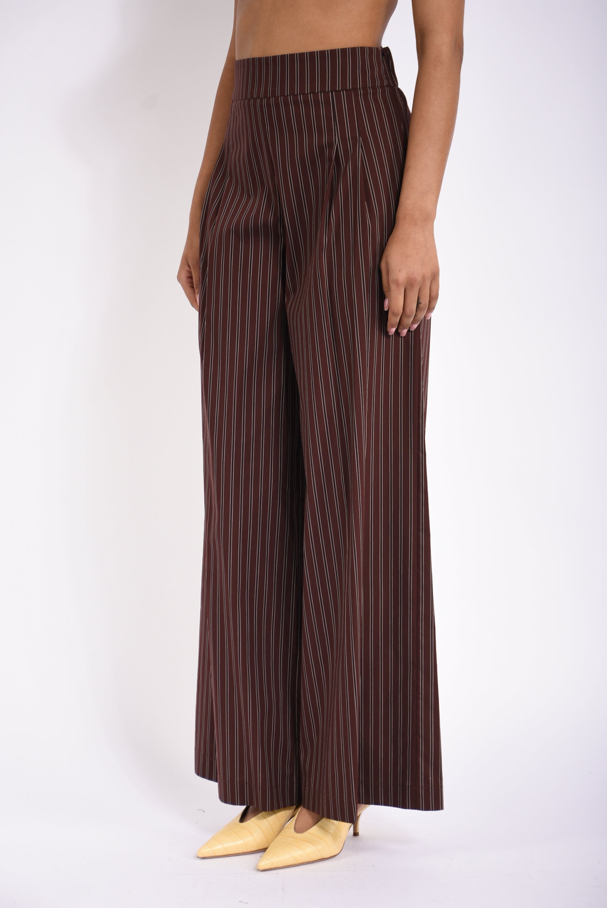 pantaloni in popeline gessato