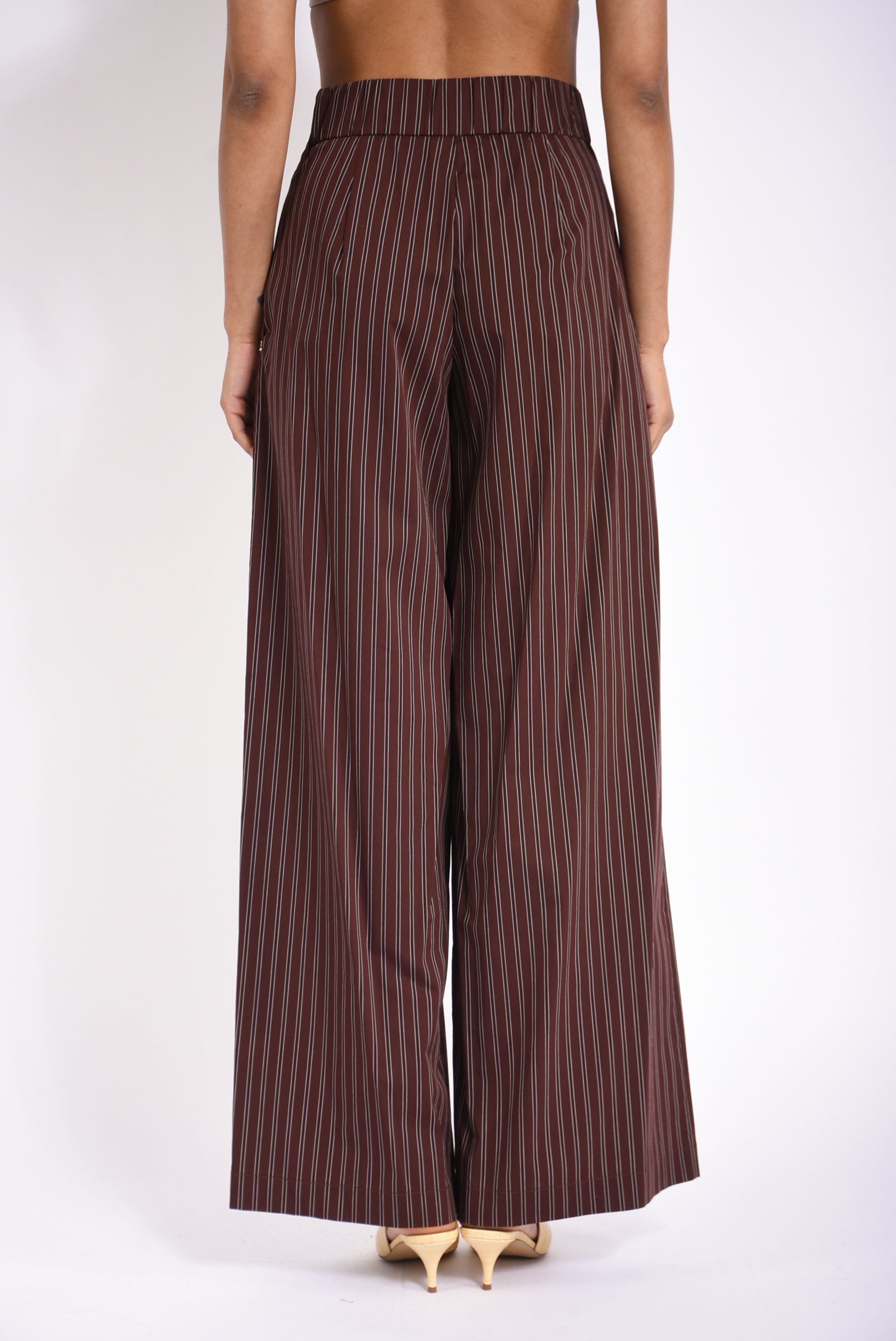 pantaloni in popeline gessato