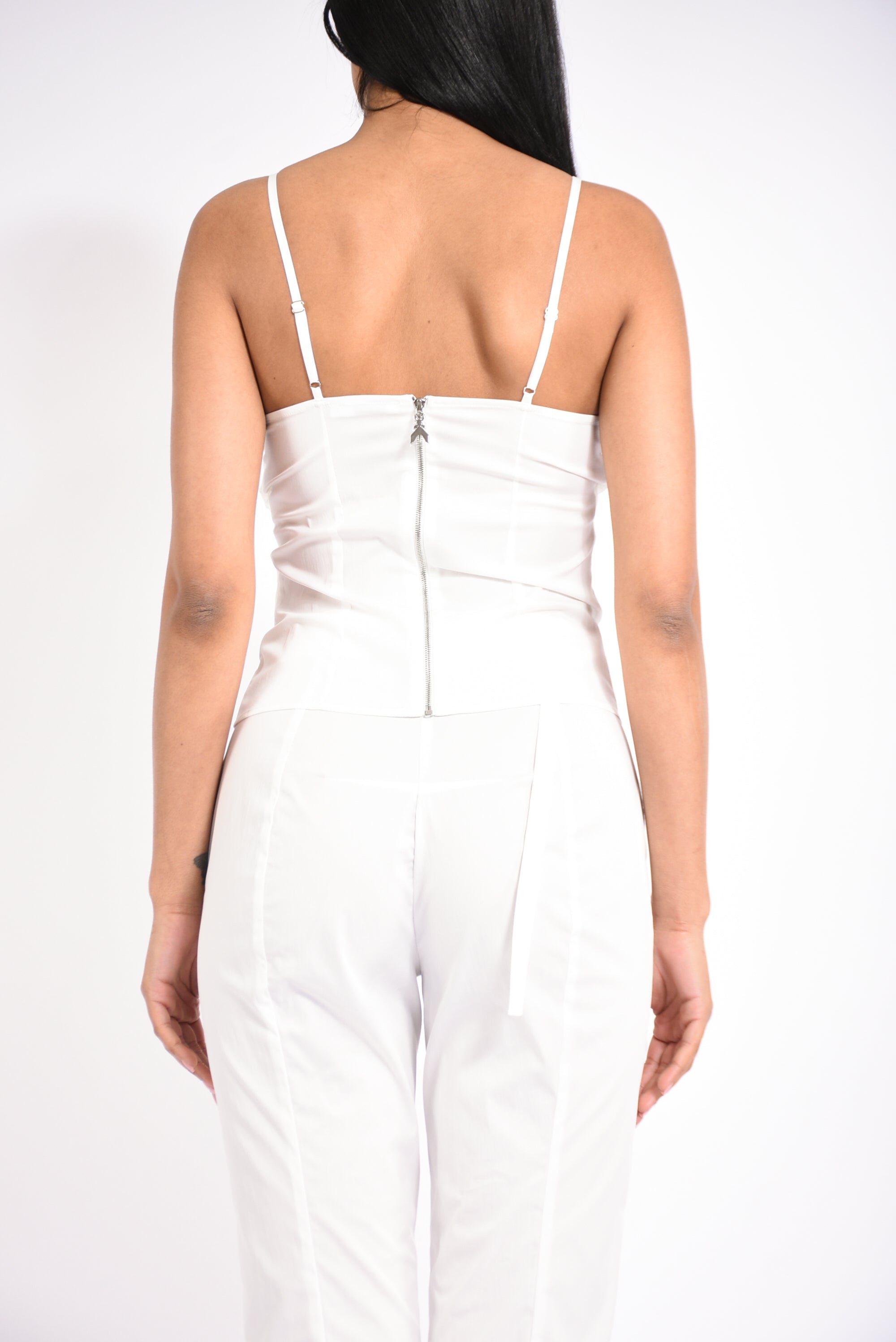 Top in popeline con drappeggi