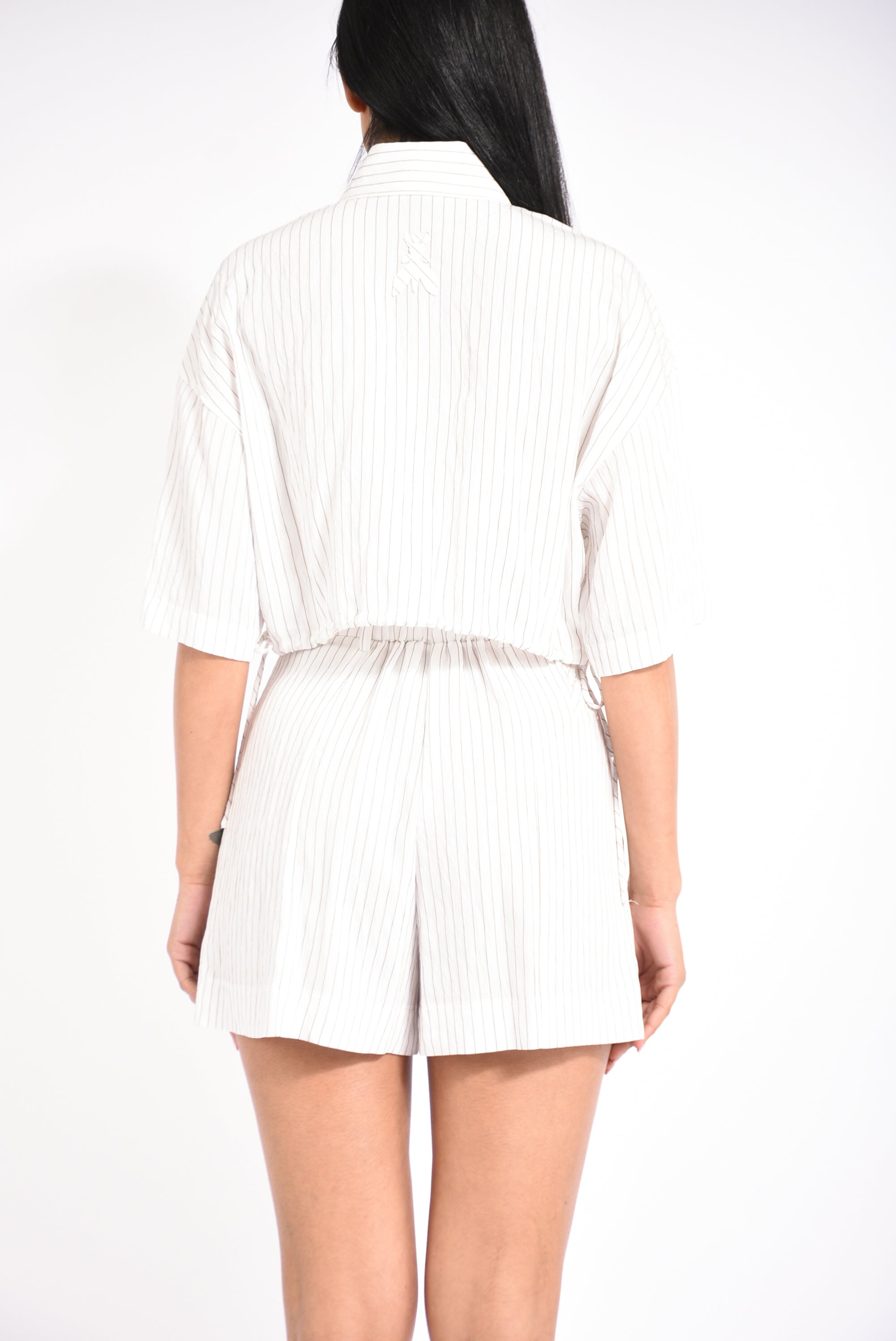 camicia cropped in viscosa