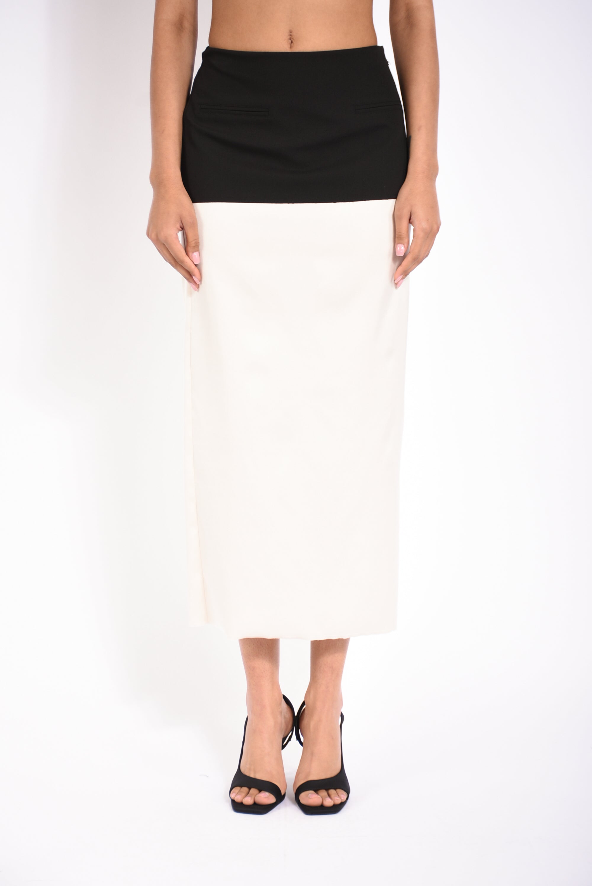 Gonna midi color block in misto viscosa