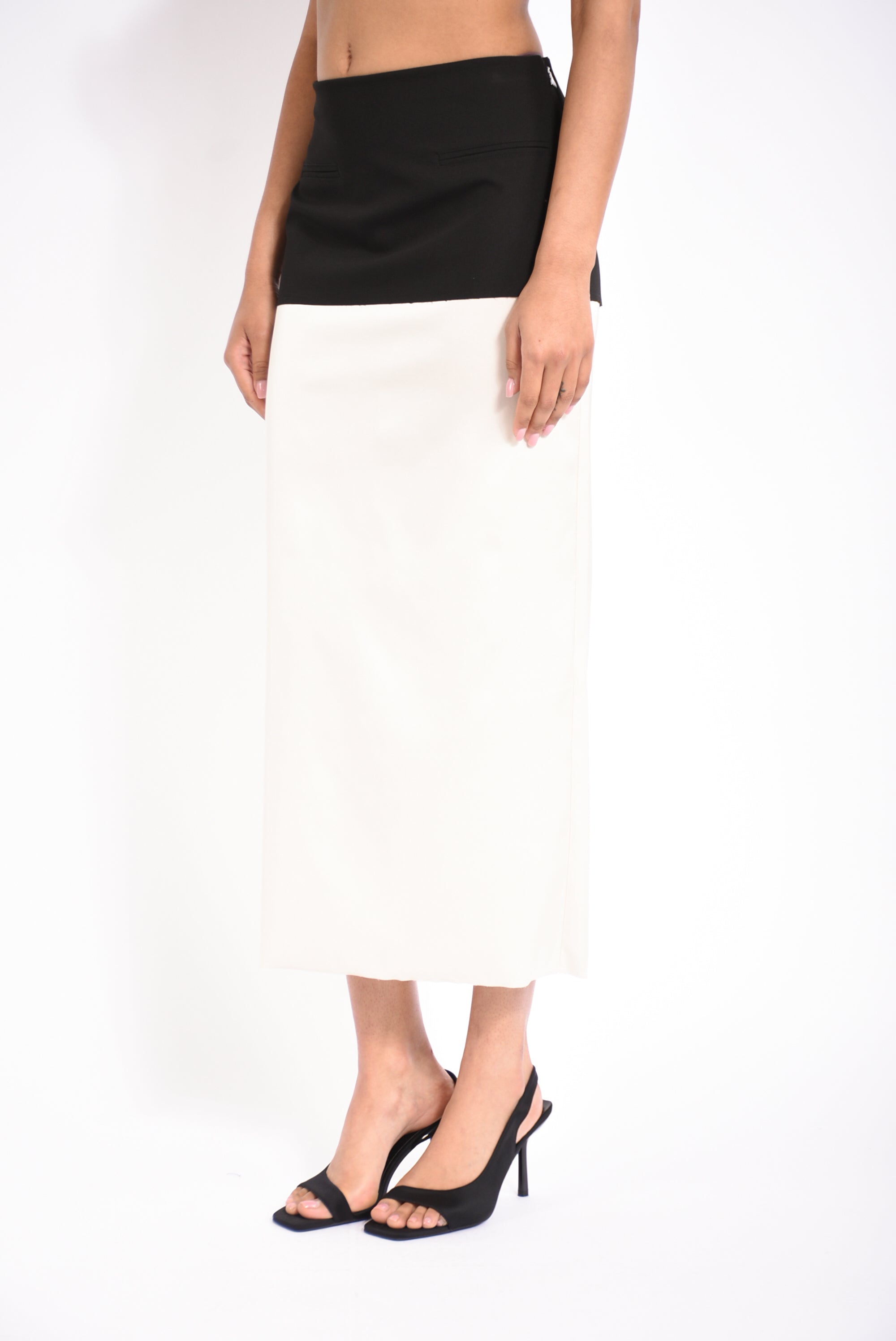 Gonna midi color block in misto viscosa