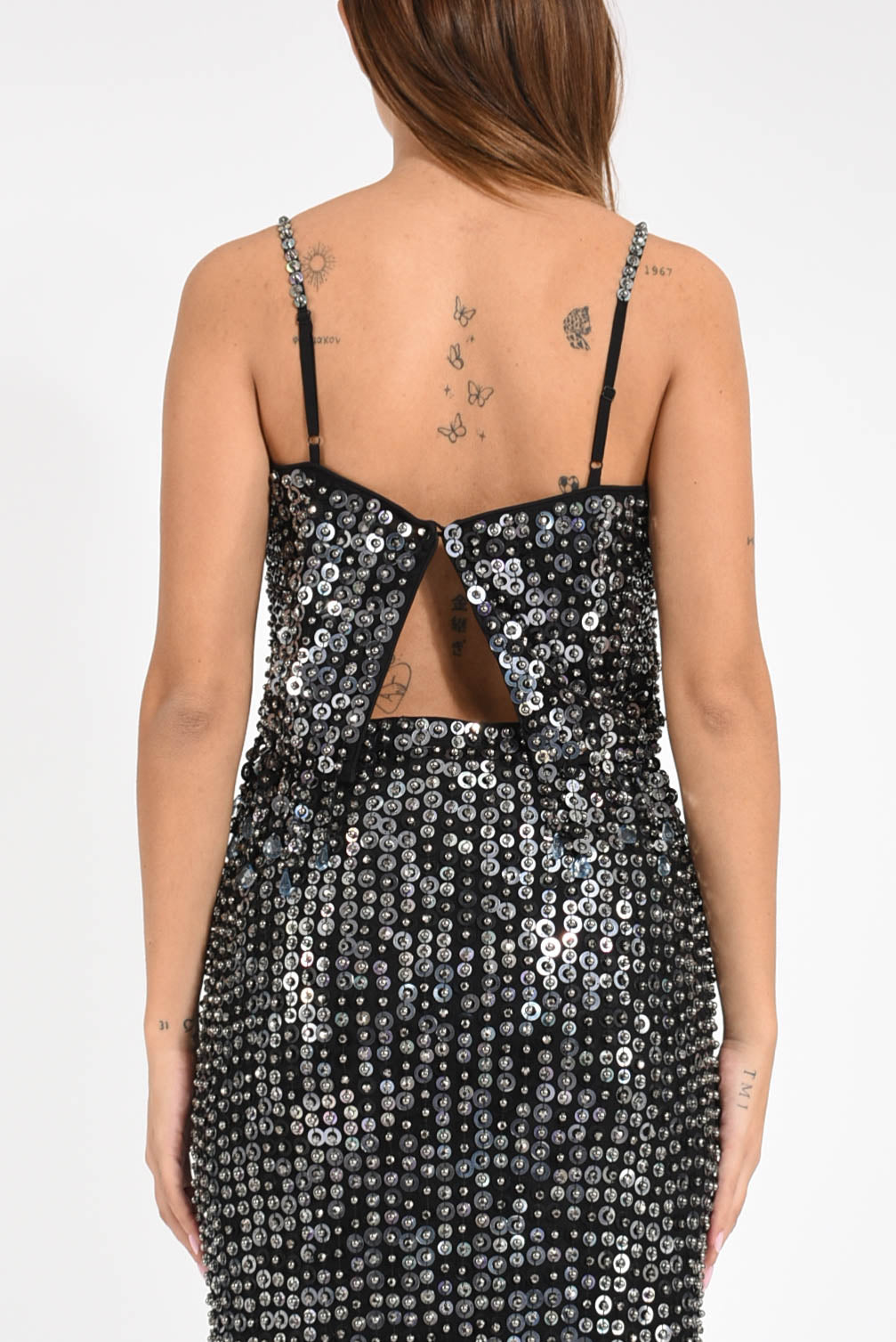 Top con paillettes e cristalli