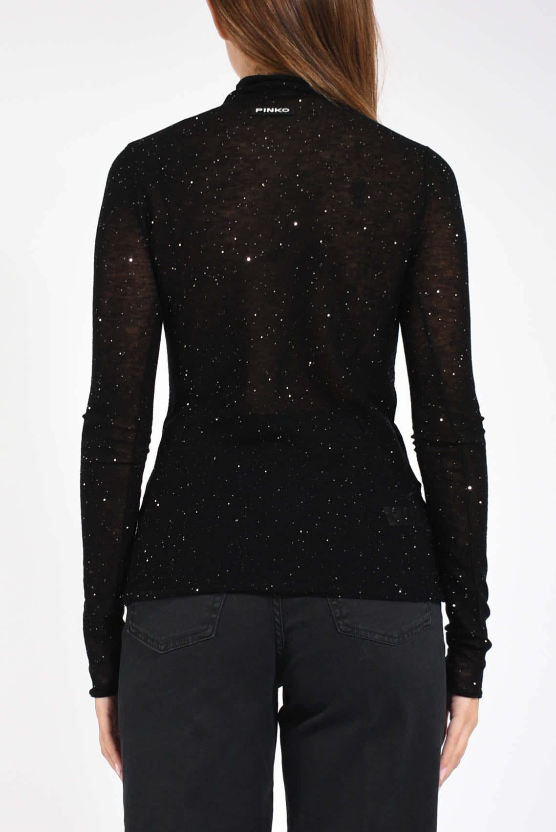 Maglia a collo alto con micro paillettes