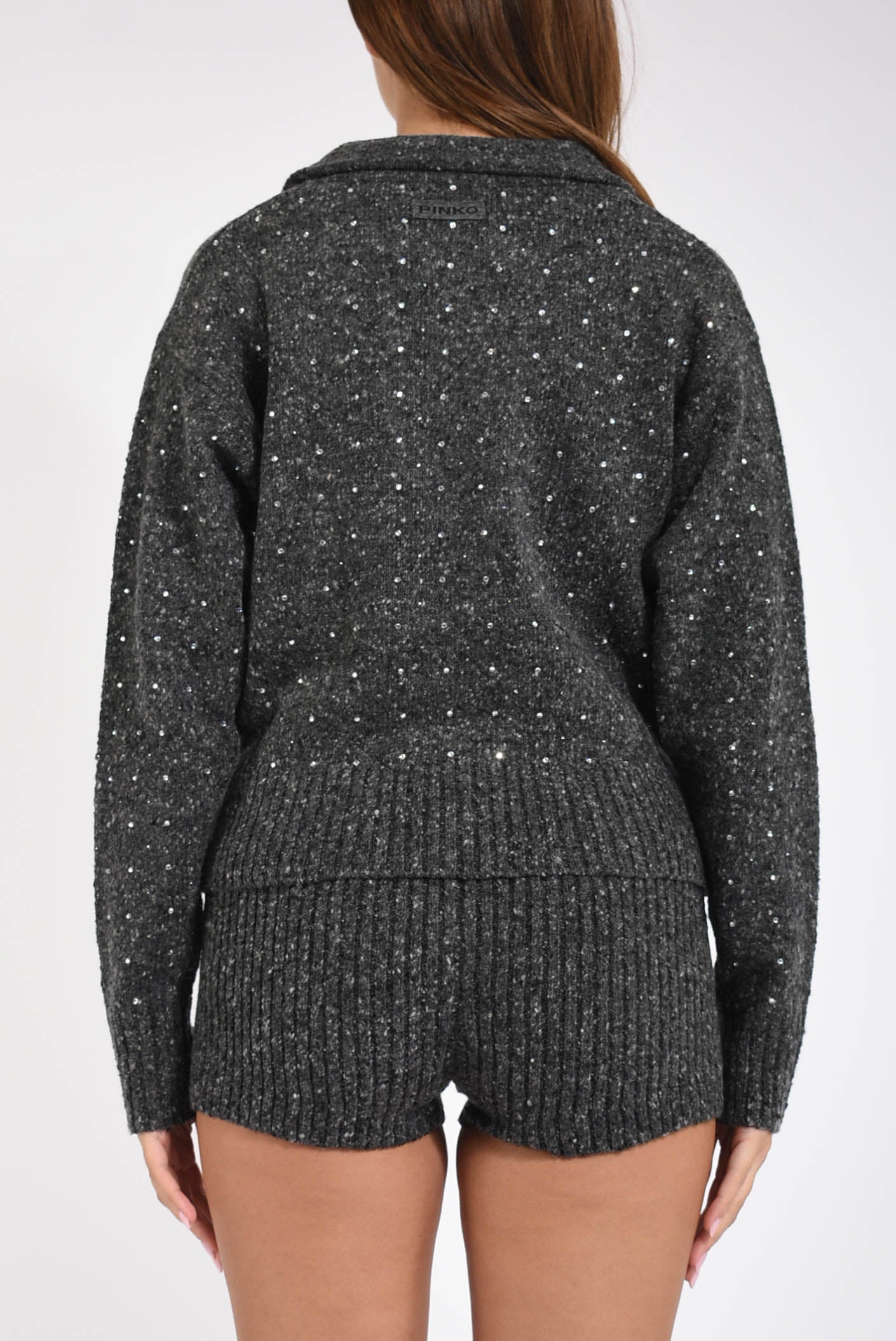 Maglia con scollo a V e strass
