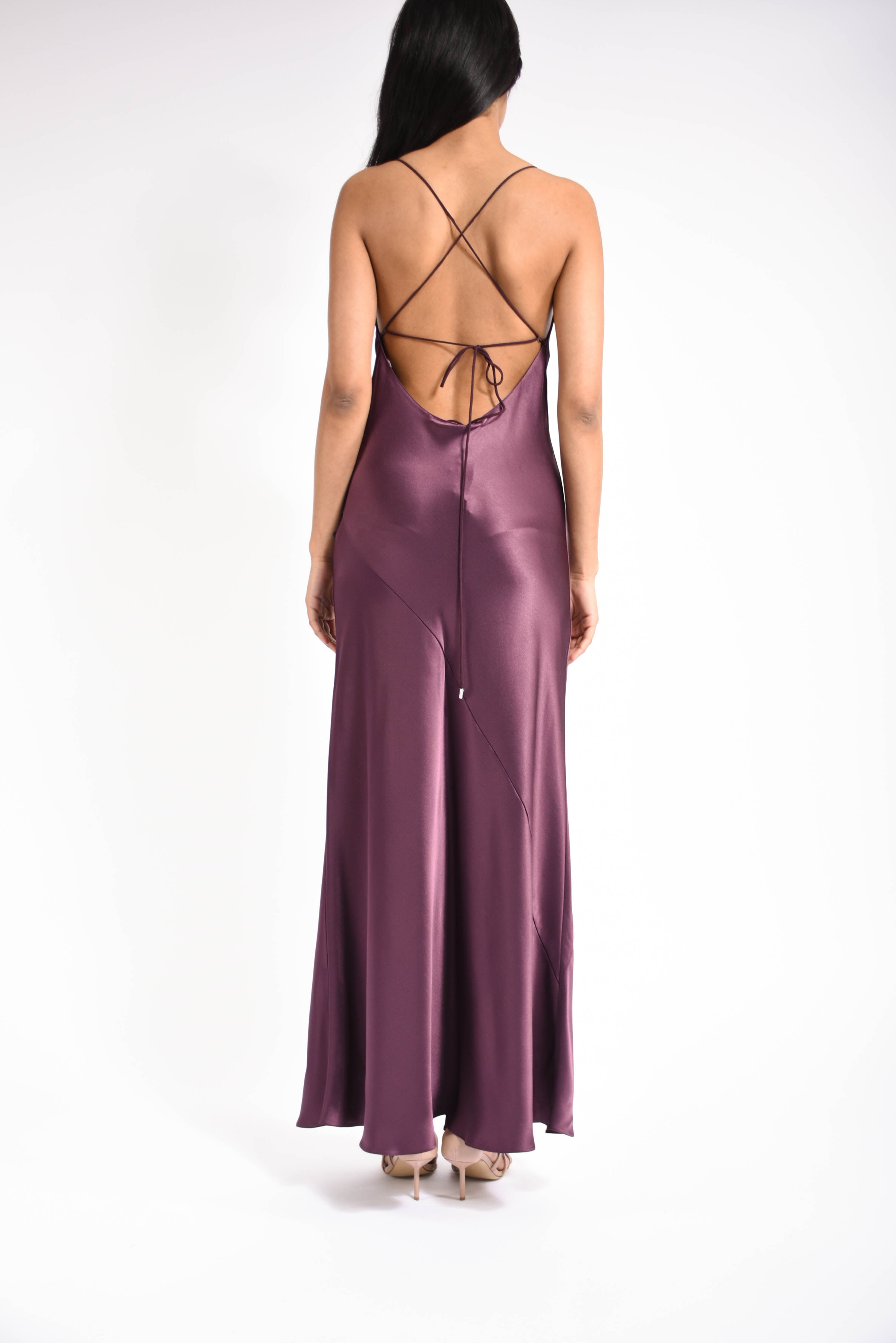 abito lungo in satin farro