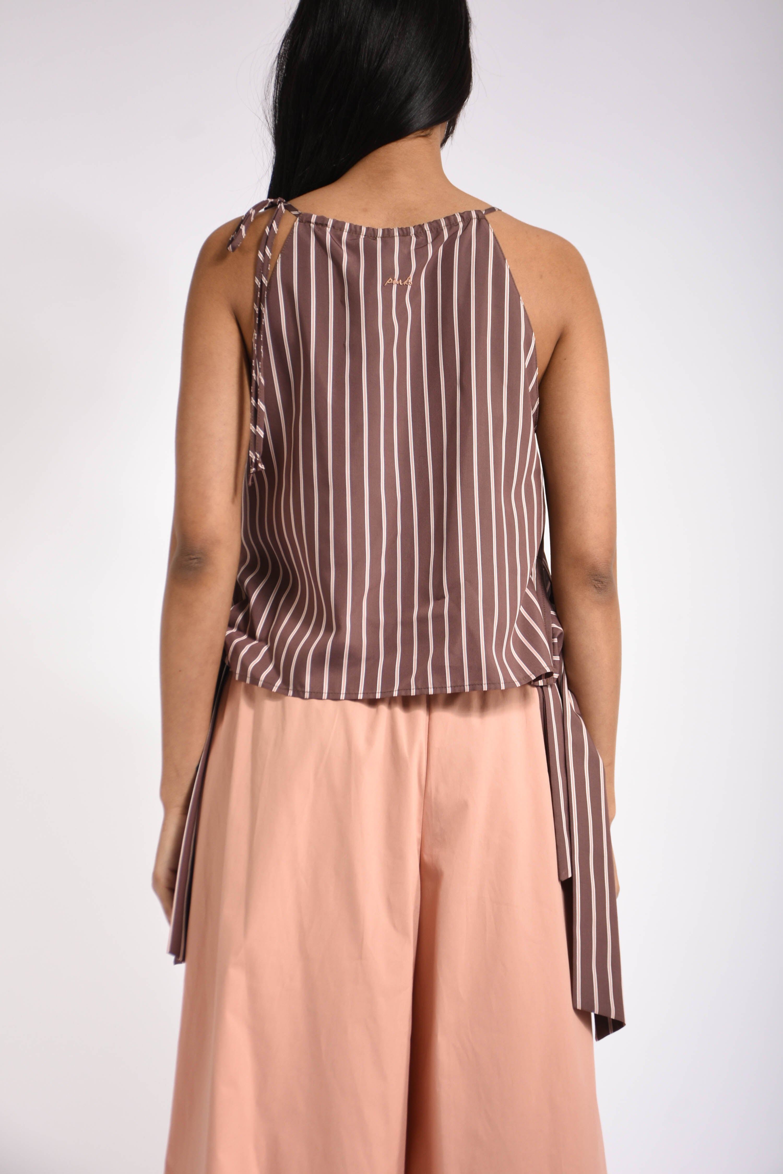 Top a righe con spalline sottili e fiocchi jennifer