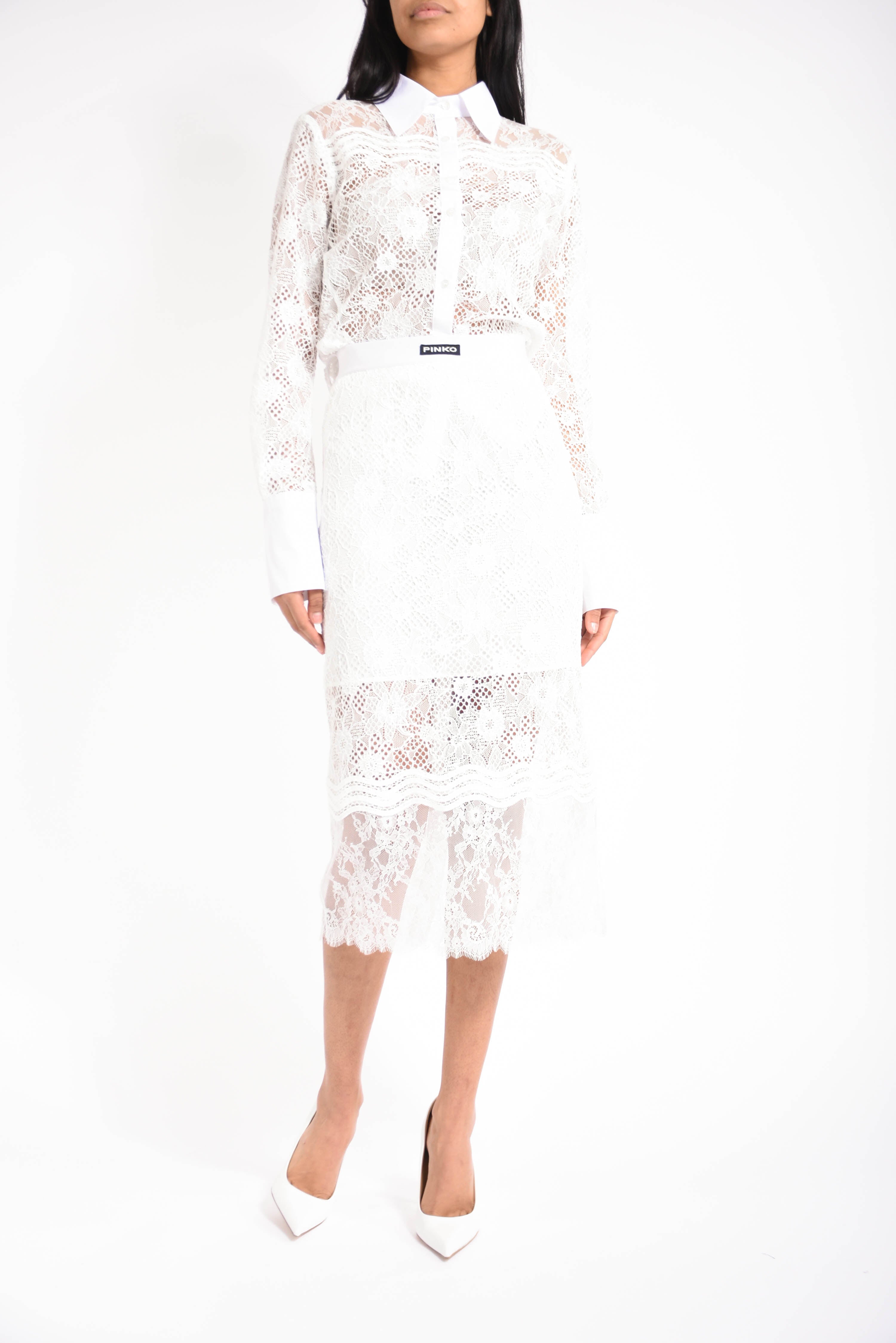 Camicia in tulle e pizzo coline