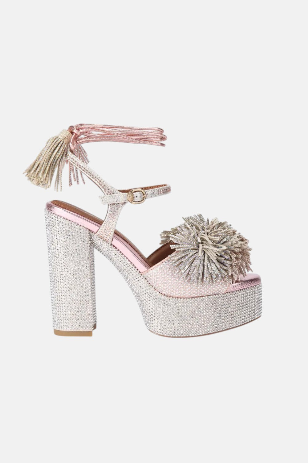 sandali pom pom tie platform