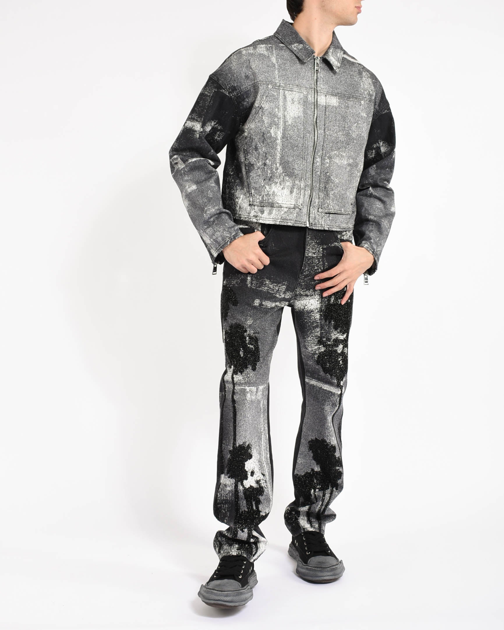 jeans Straight Leg Beaded Palms