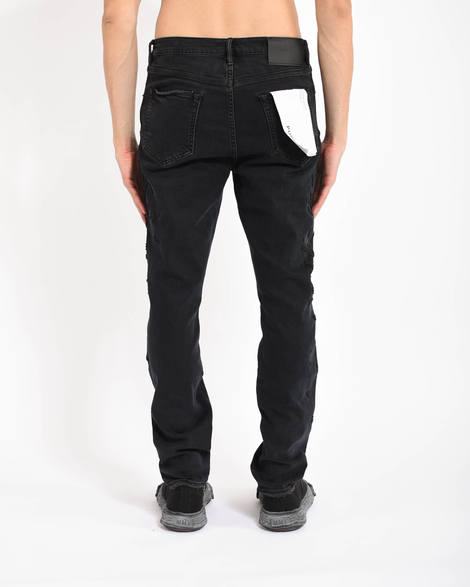 jeans slim straight beaded embroid