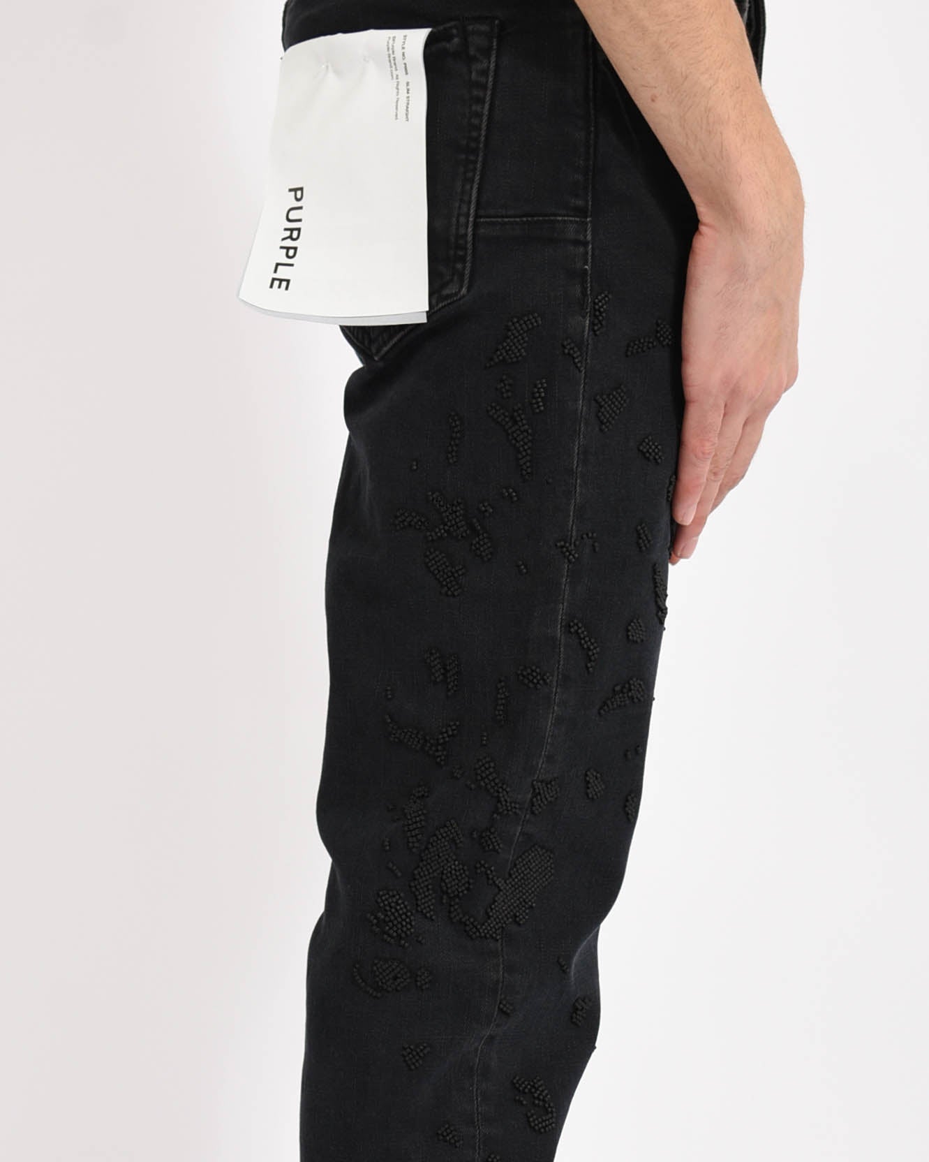 jeans slim straight beaded embroid