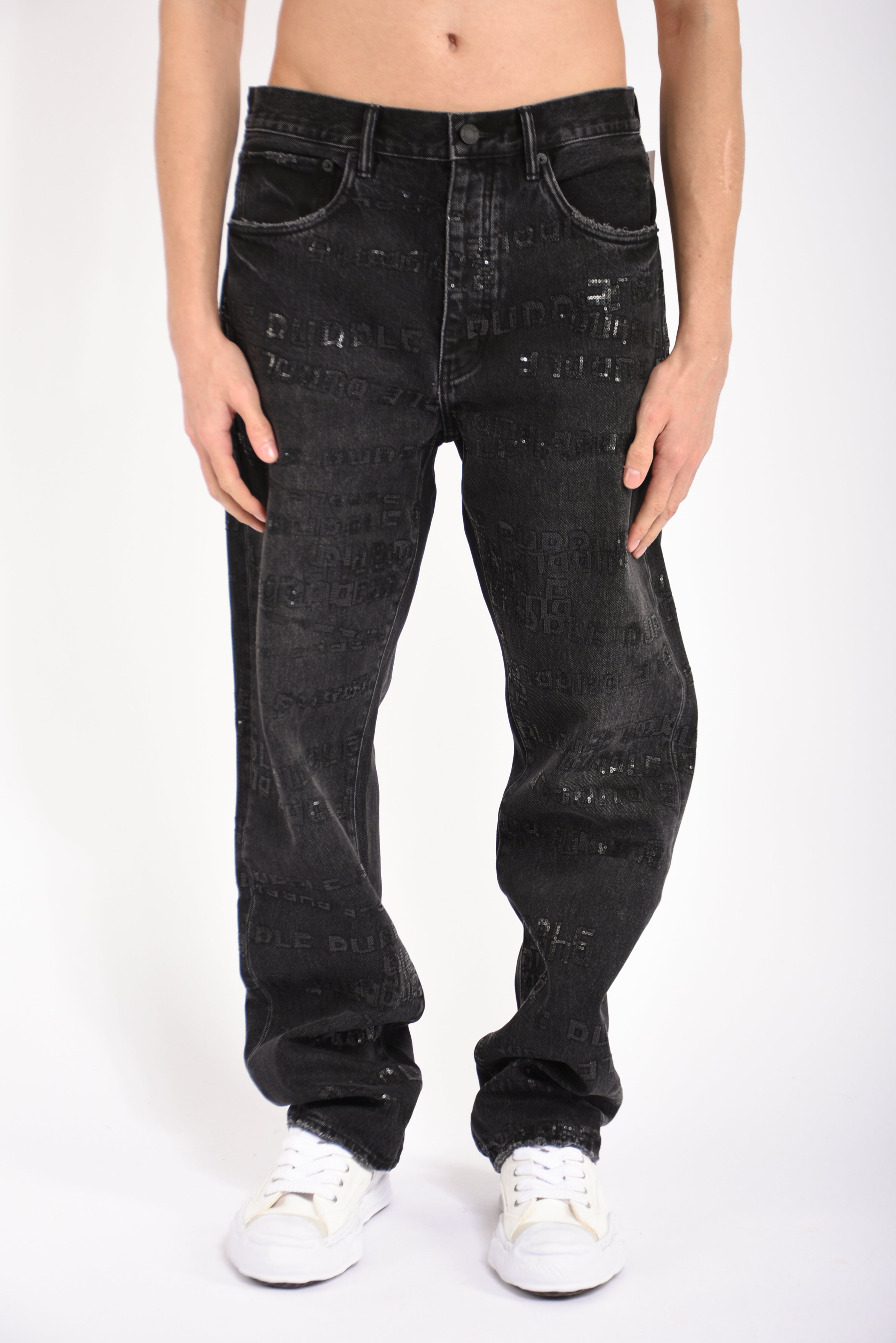 Jeans sequins wordmark