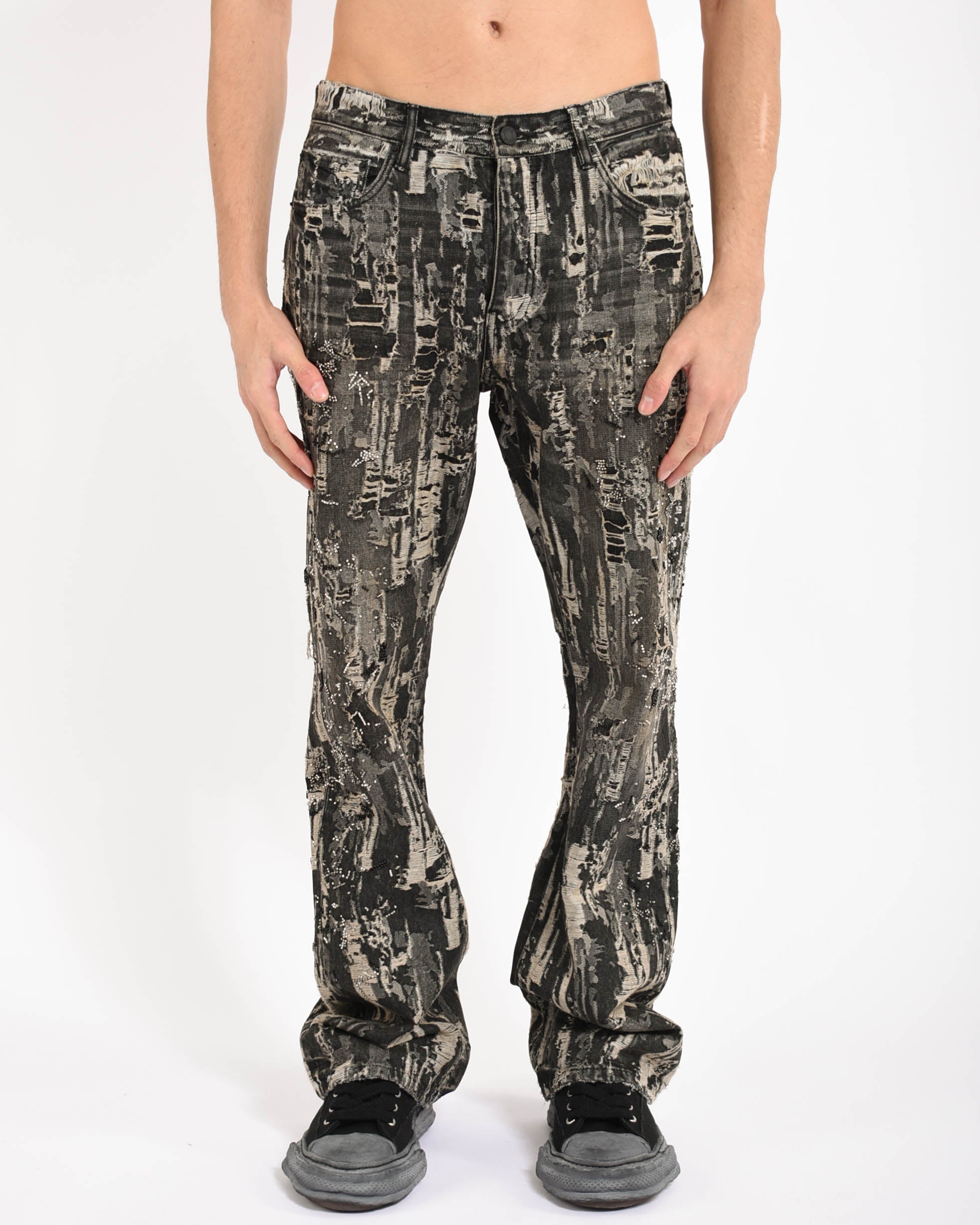Jeans Bootcut Bead Splatter Destroy