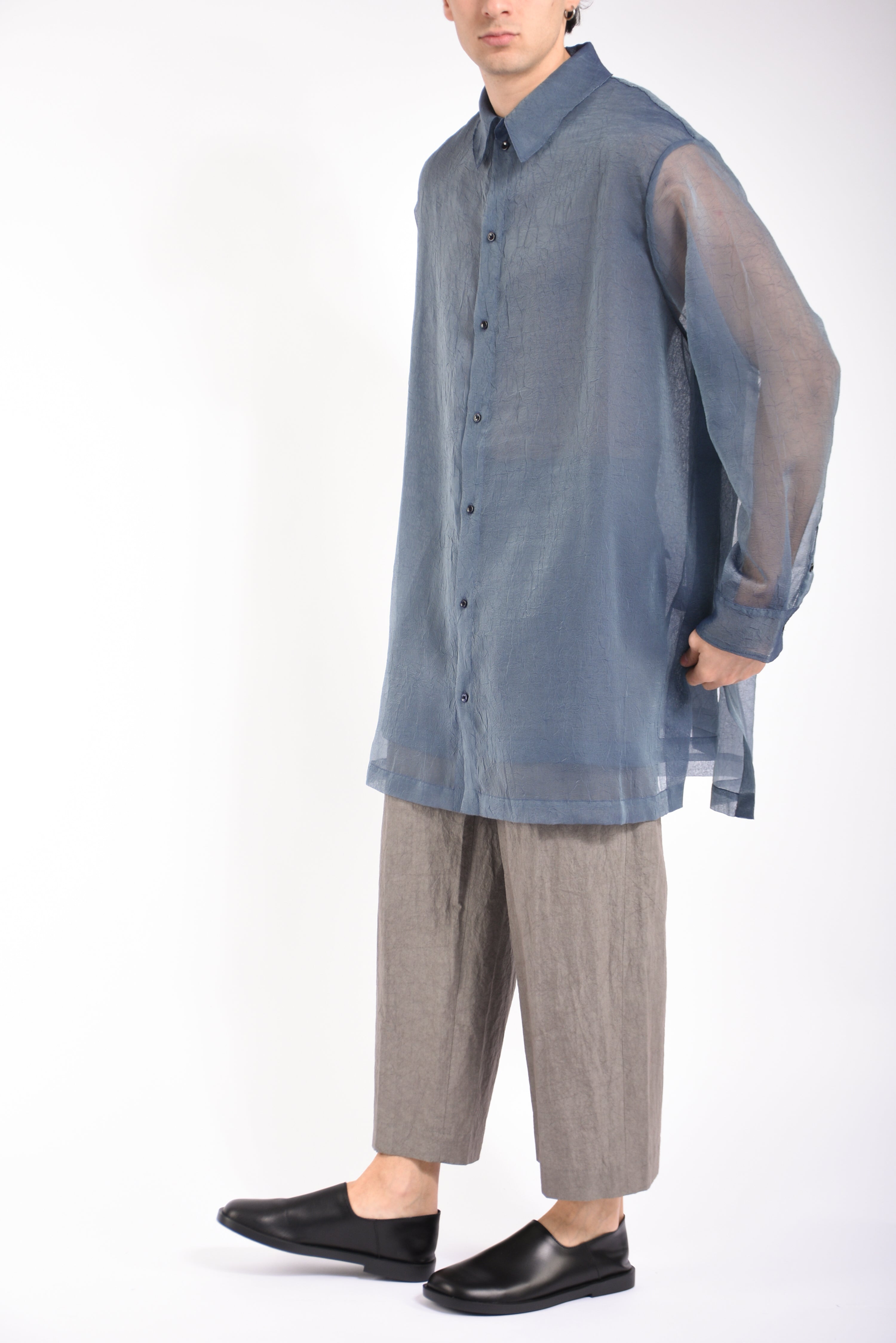 Camicia lunga layered in organza