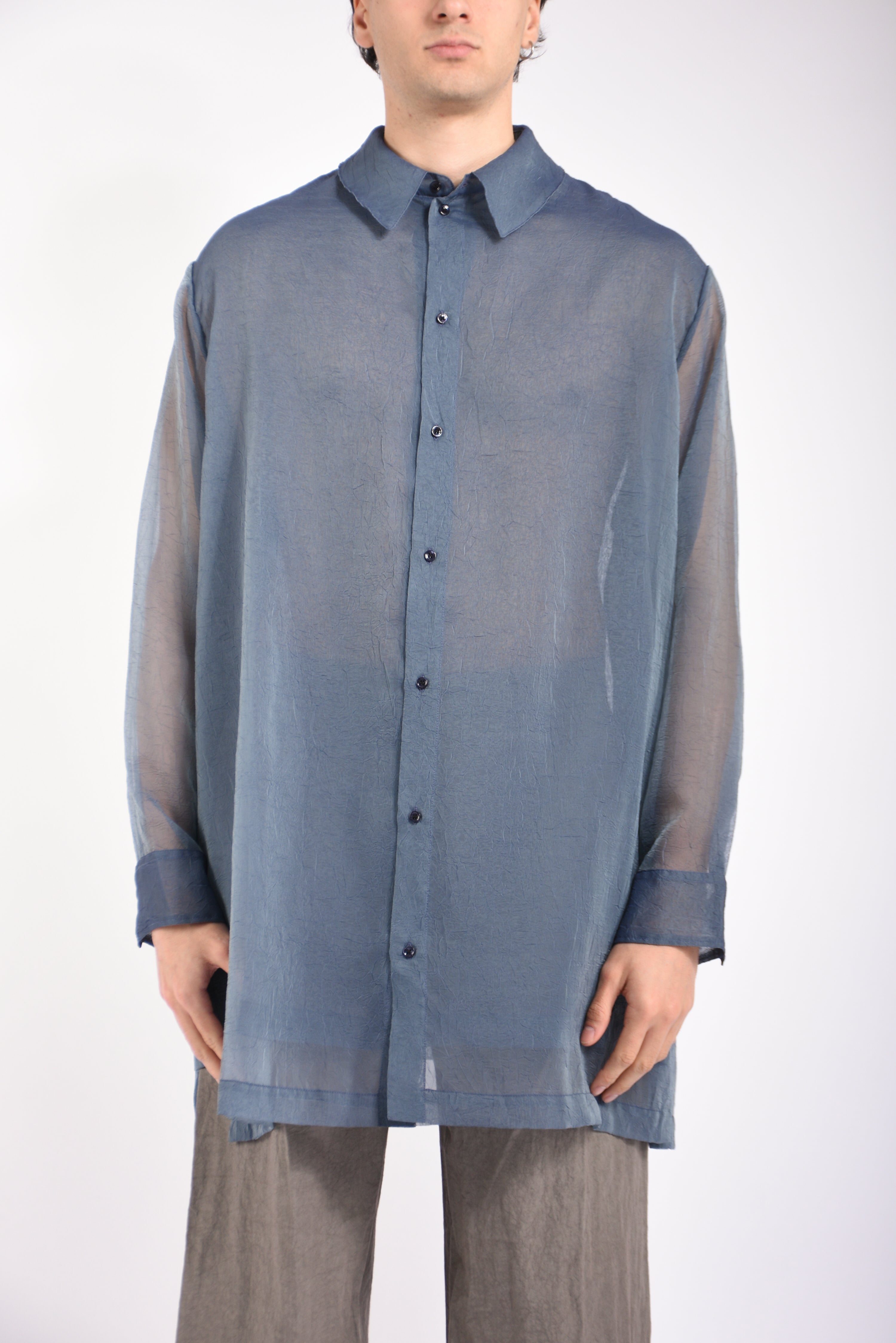 Camicia lunga layered in organza