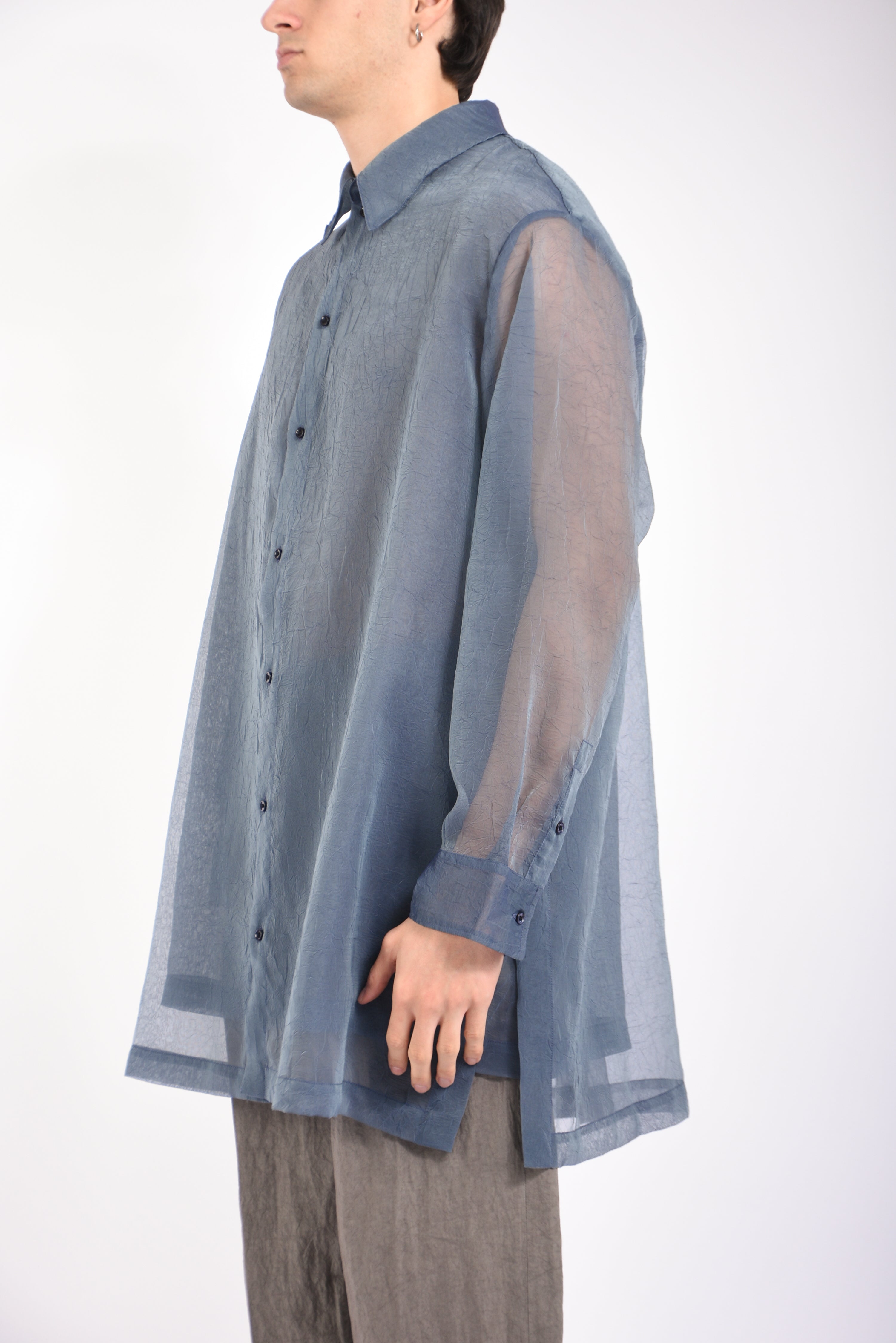 Camicia lunga layered in organza