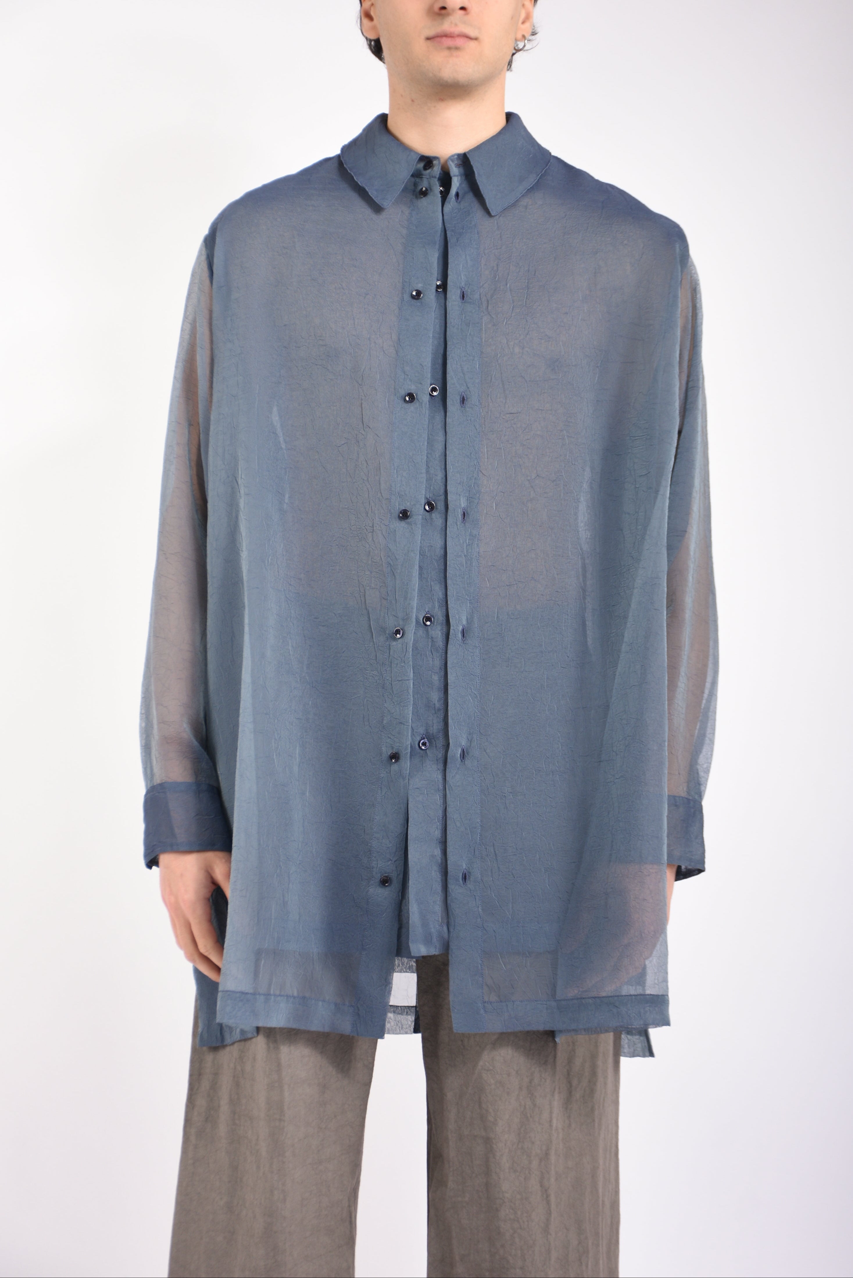 Camicia lunga layered in organza