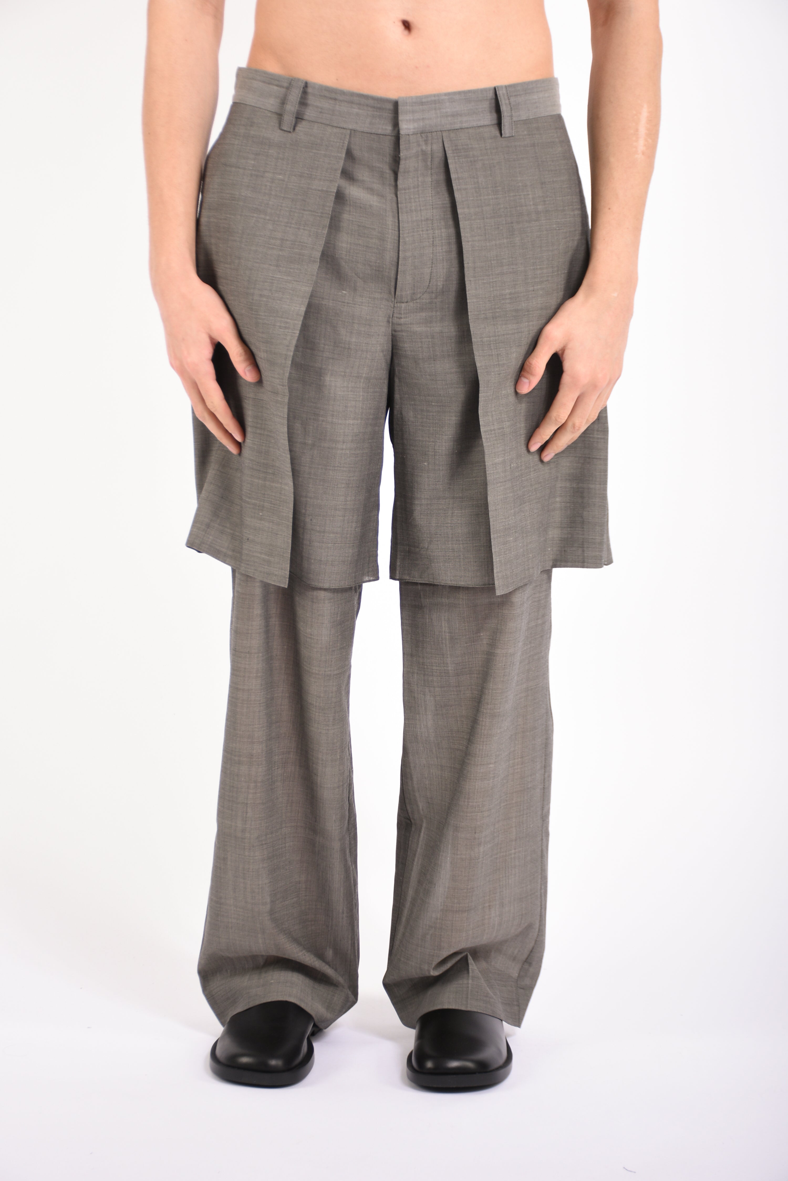 Pantaloni layered tailored in cotone