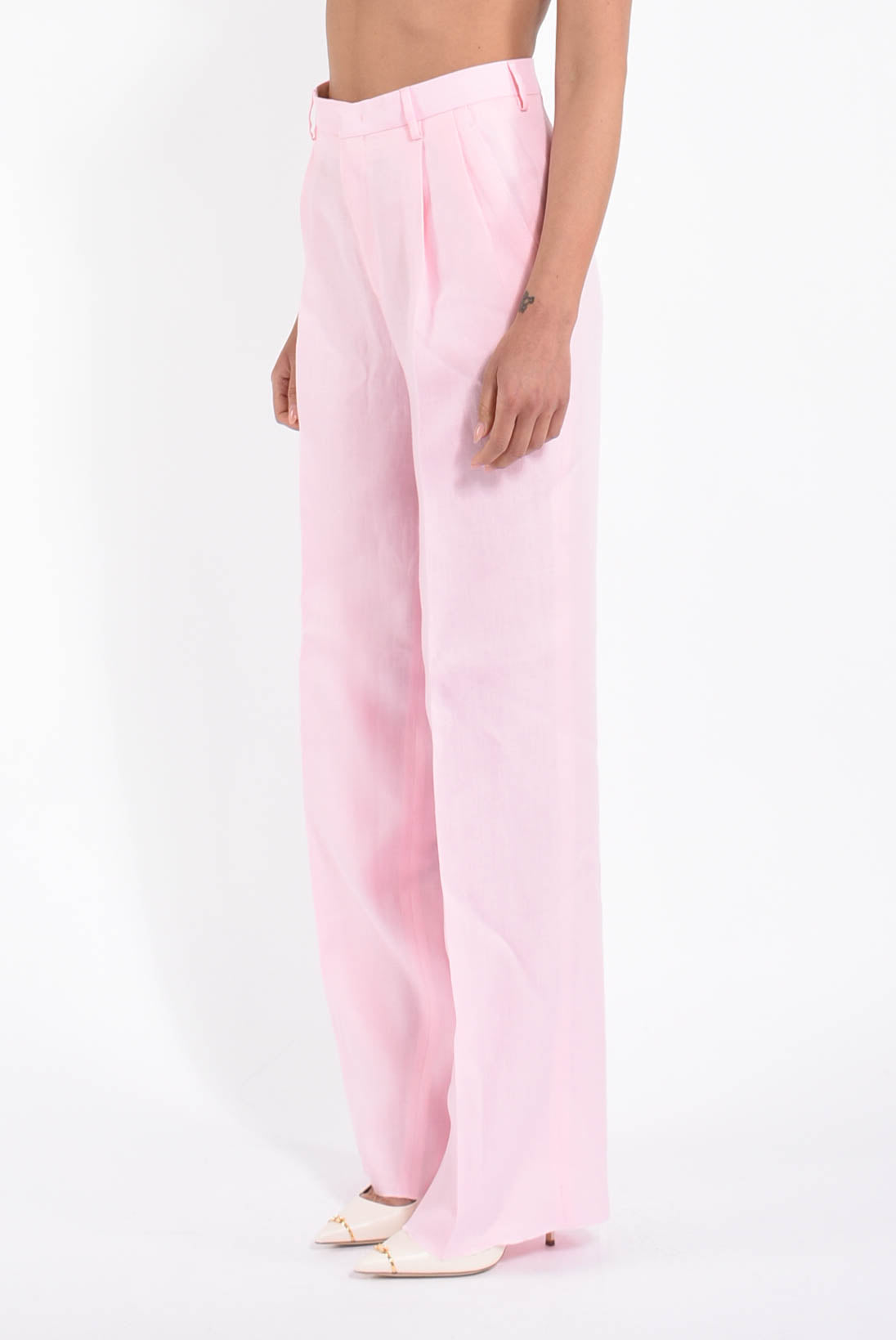 pantaloni dritti in lino