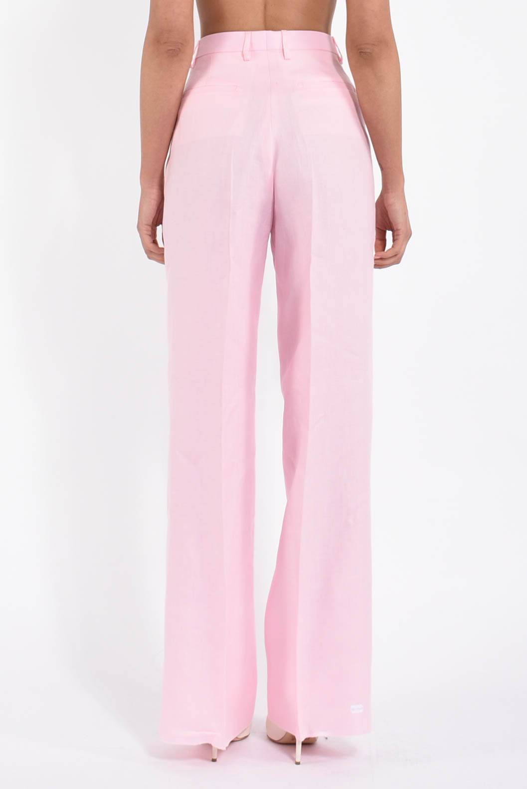 pantaloni dritti in lino