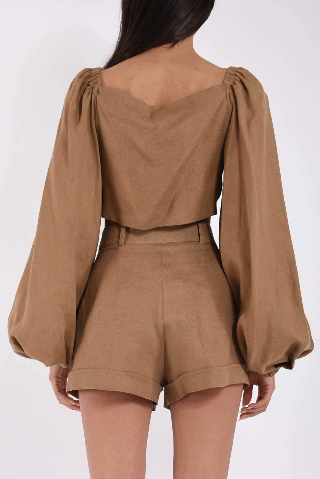 camicia crop in lino