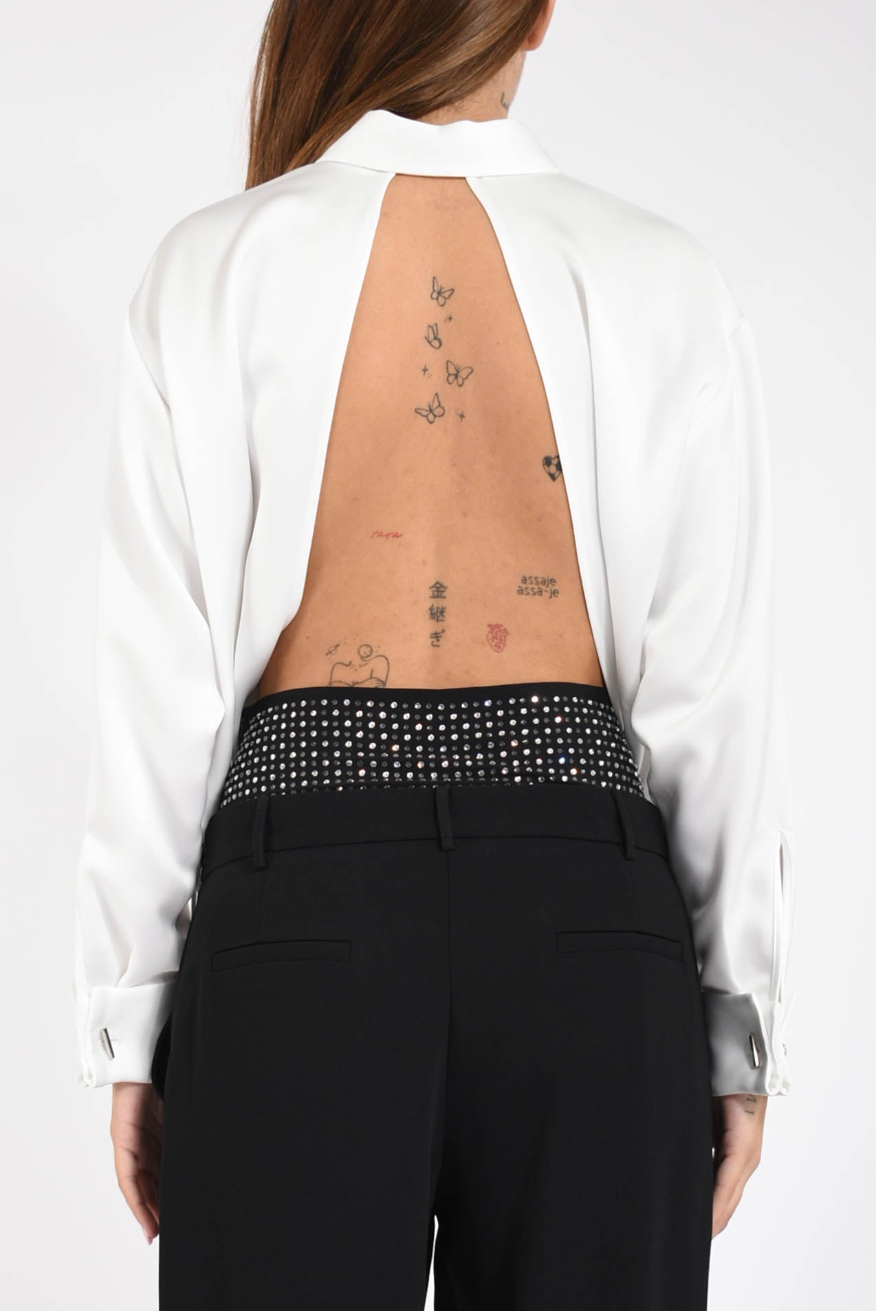 camicia con papillon in raso