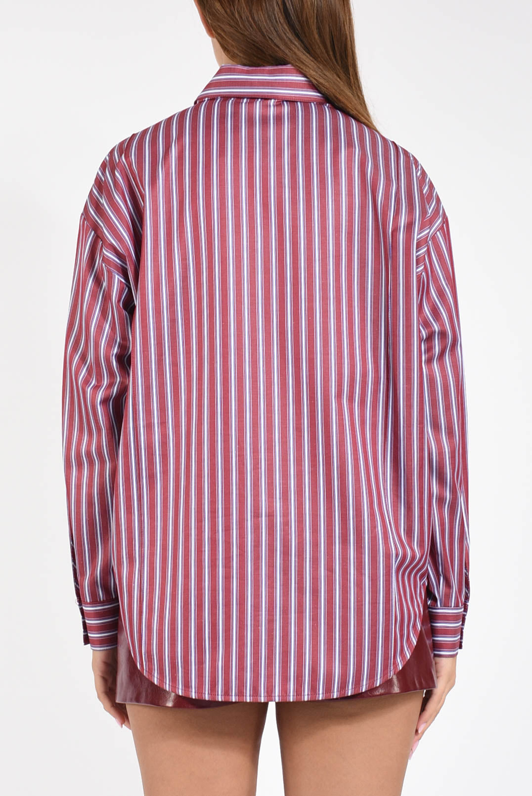 Camicia con foulard in riga jacquard