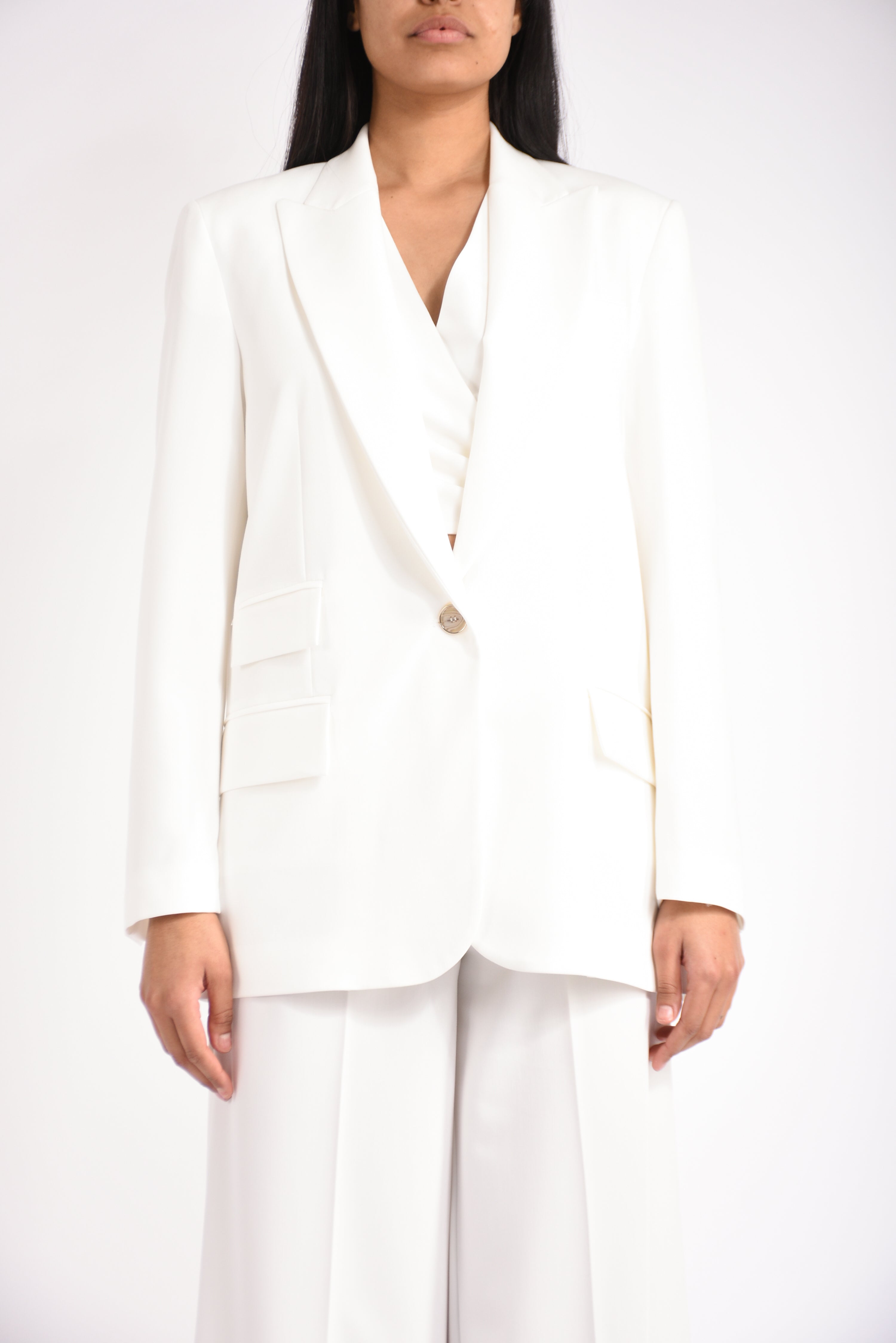 Giacca monopetto in tela fluida