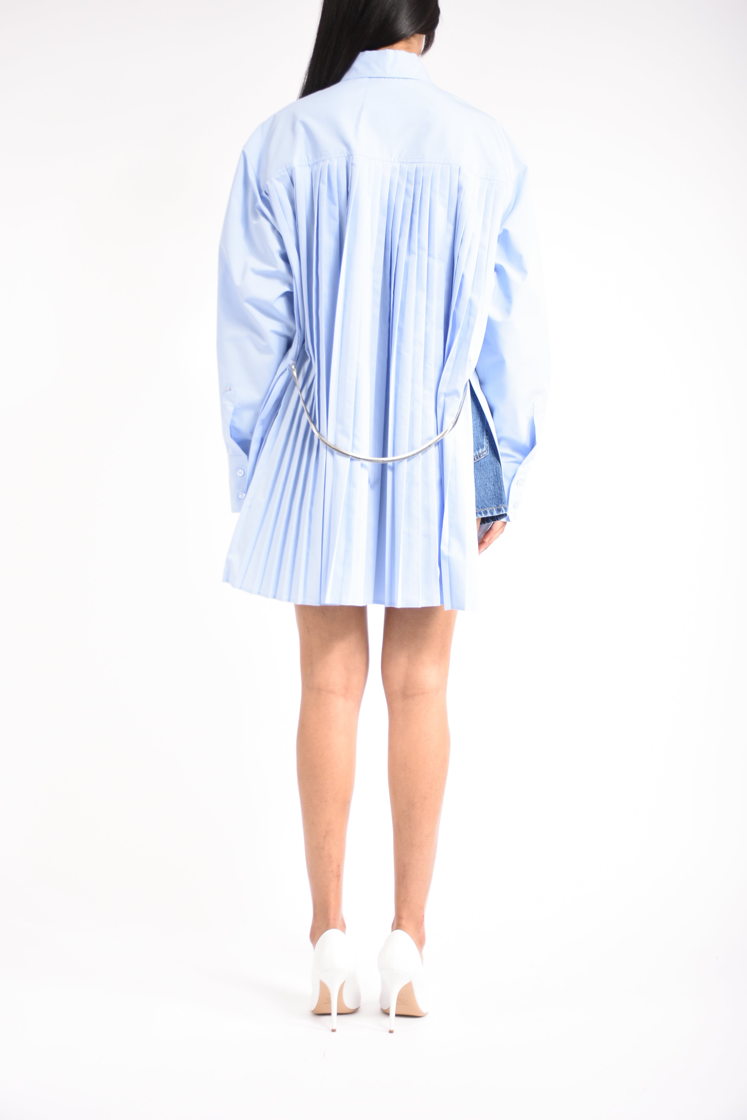 overshirt con dettaglio plissè nespola