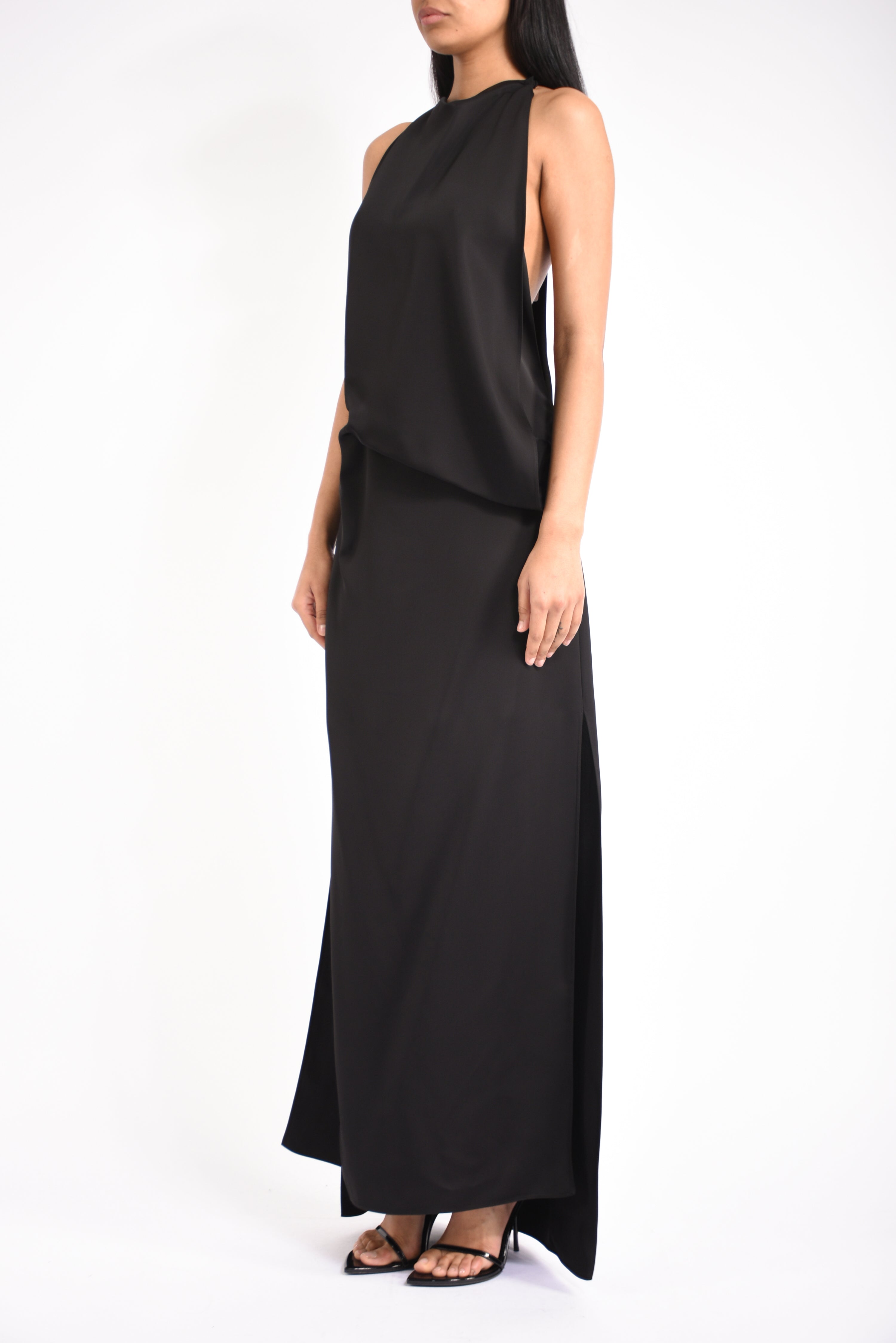 abito lungo in raso di viscosa dolmen