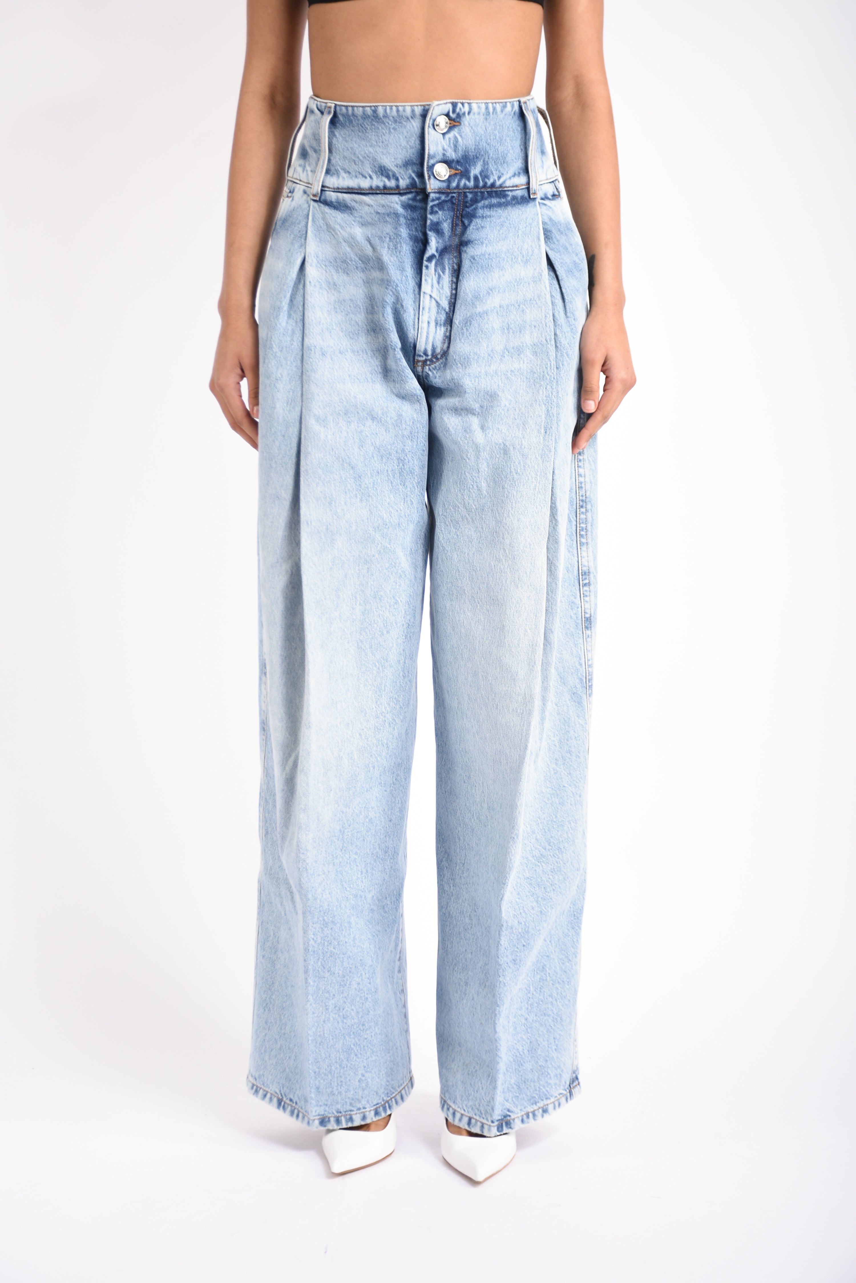 Jeans baggy fit a vita alta albatro