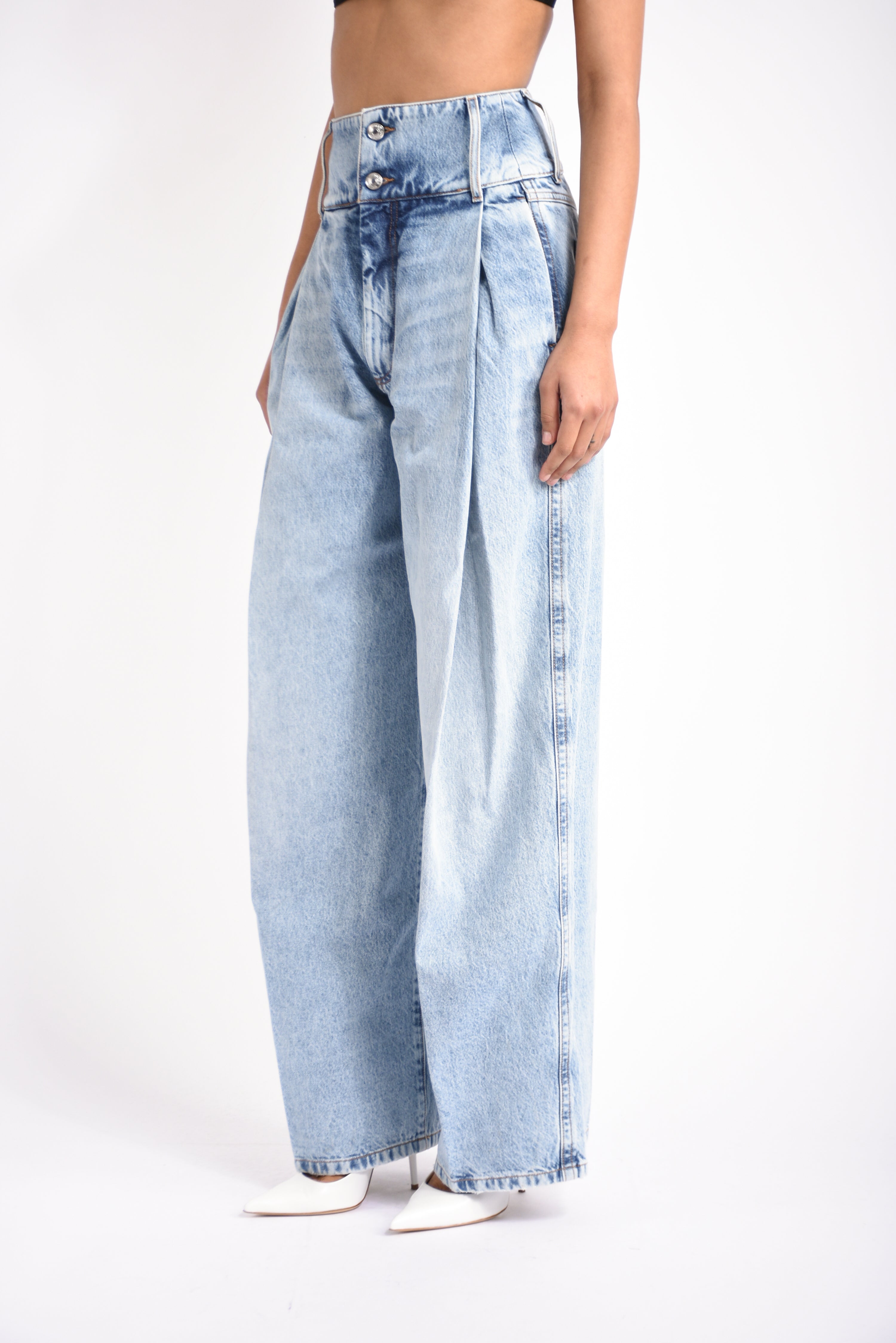 Jeans baggy fit a vita alta albatro