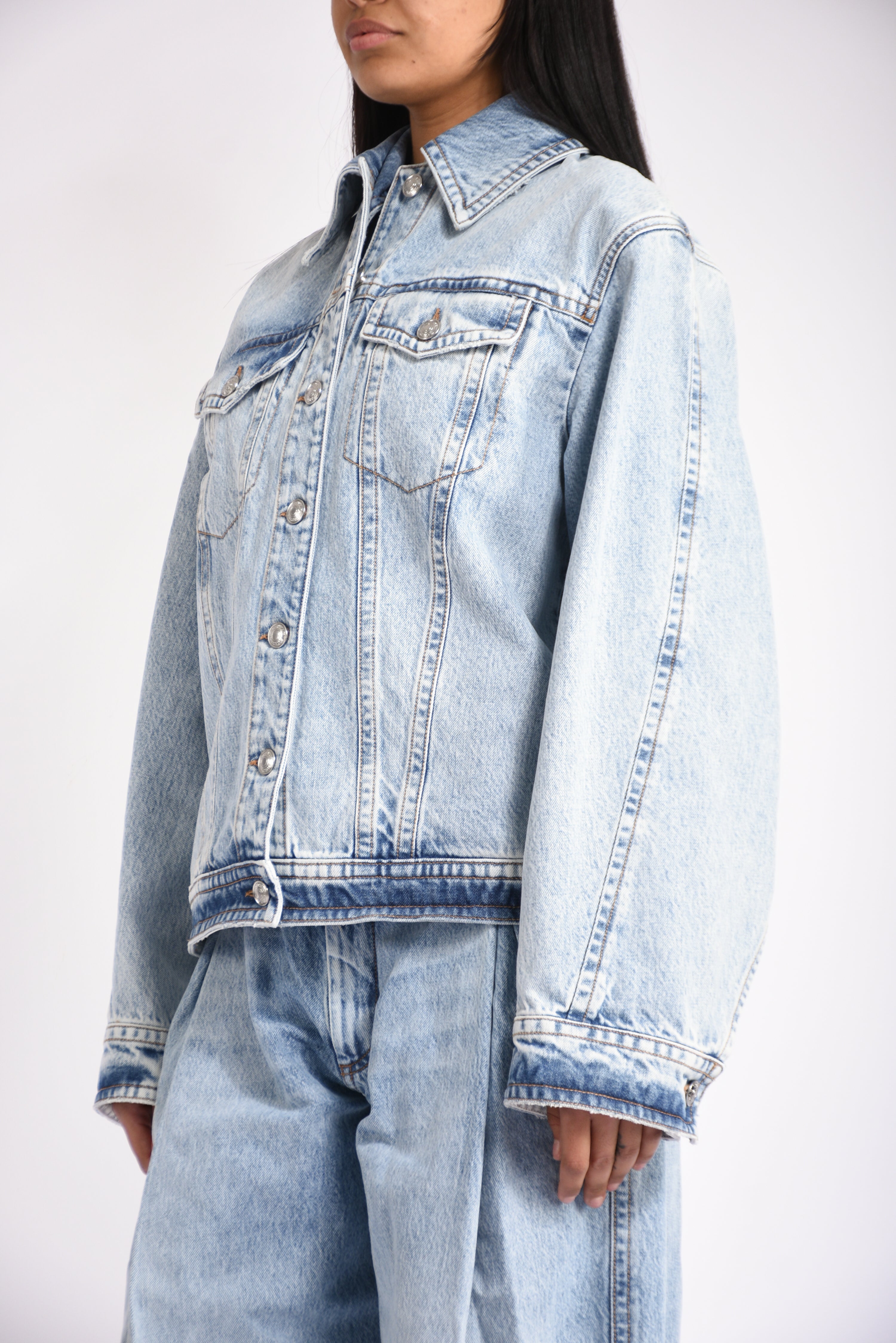 Giacca due pezzi in denim cloro