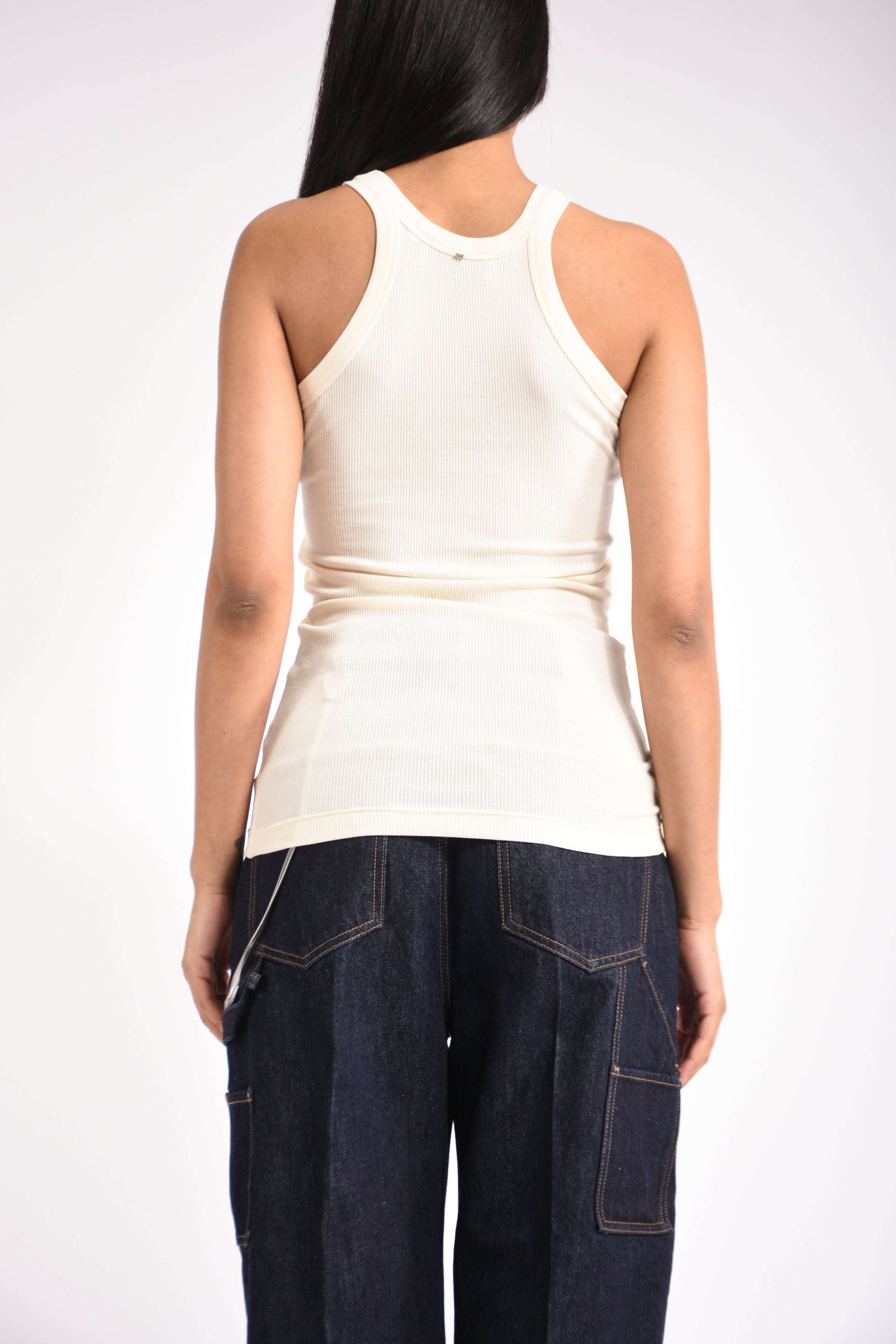 Canotta in cotone e seta fumato