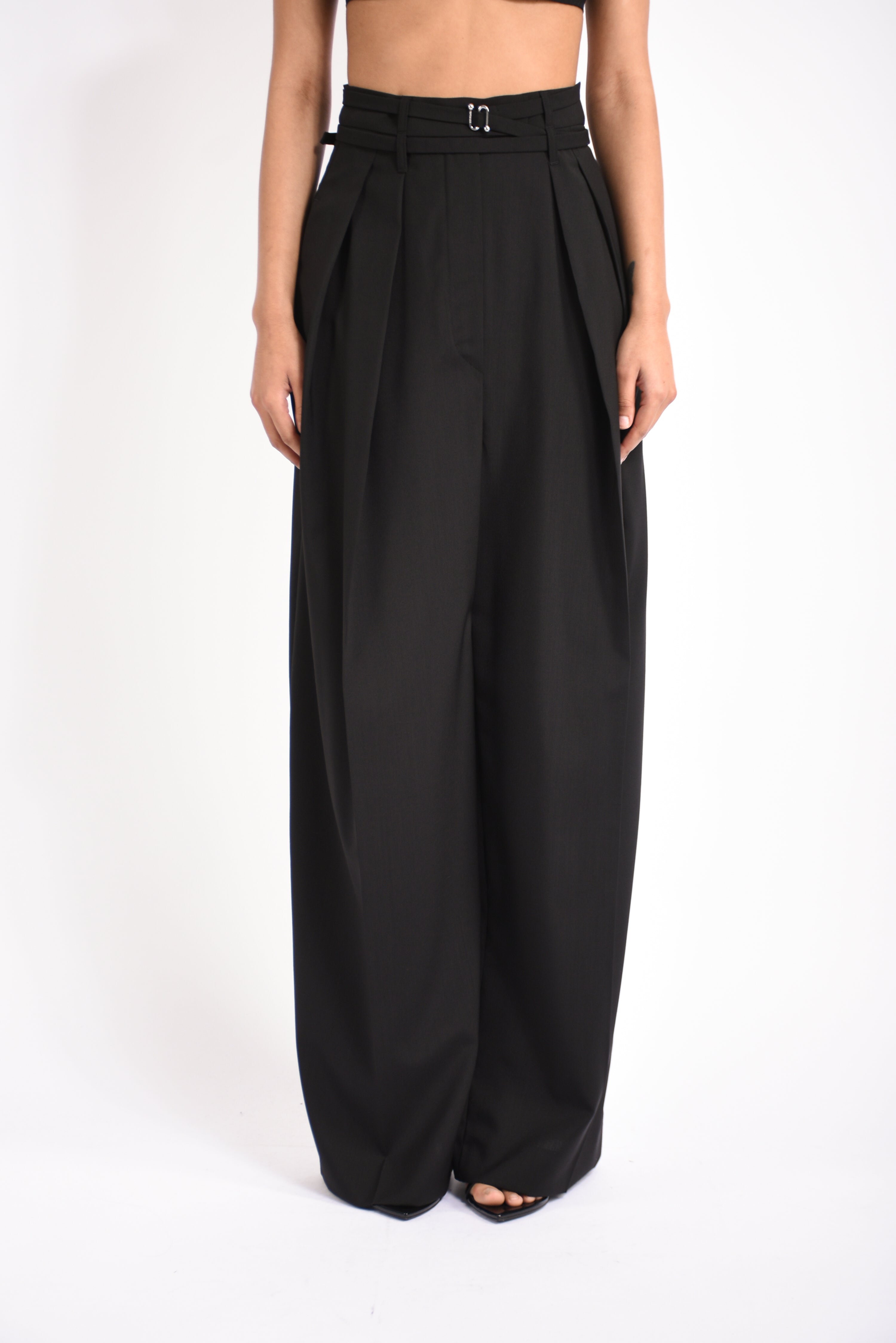 pantaloni ampi in lana stretch bautta