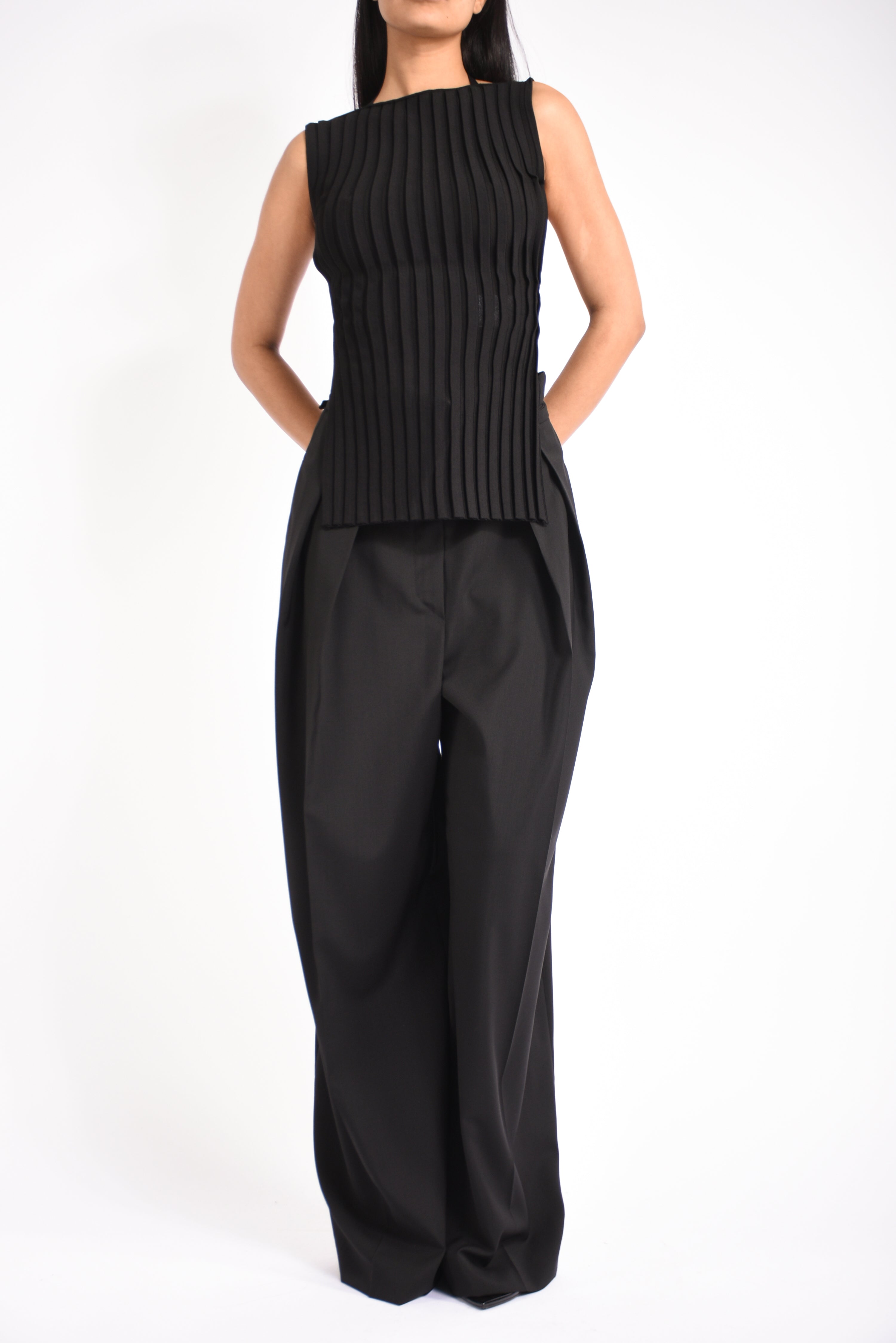 pantaloni ampi in lana stretch bautta