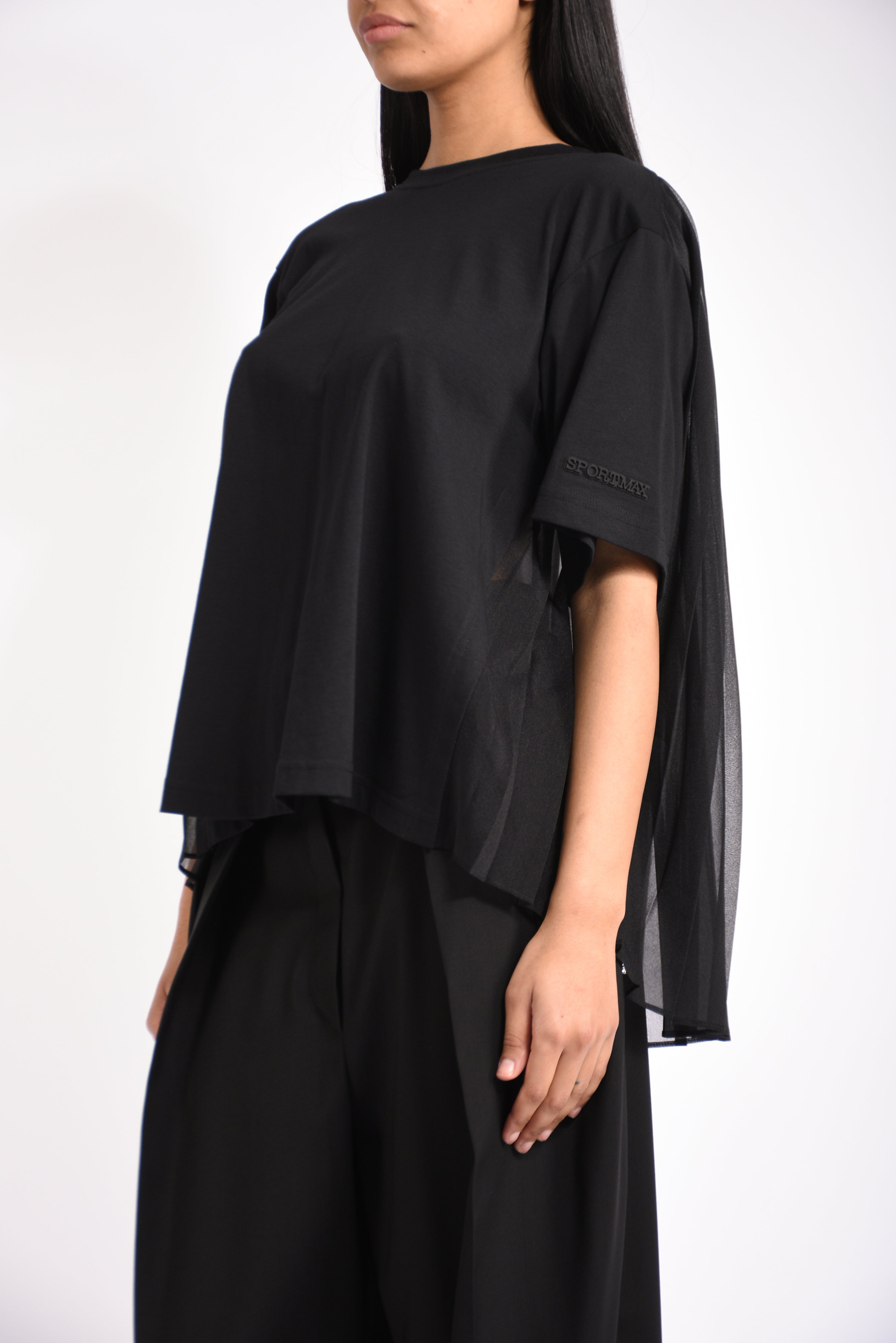 t-shirt con retro plissè spiga