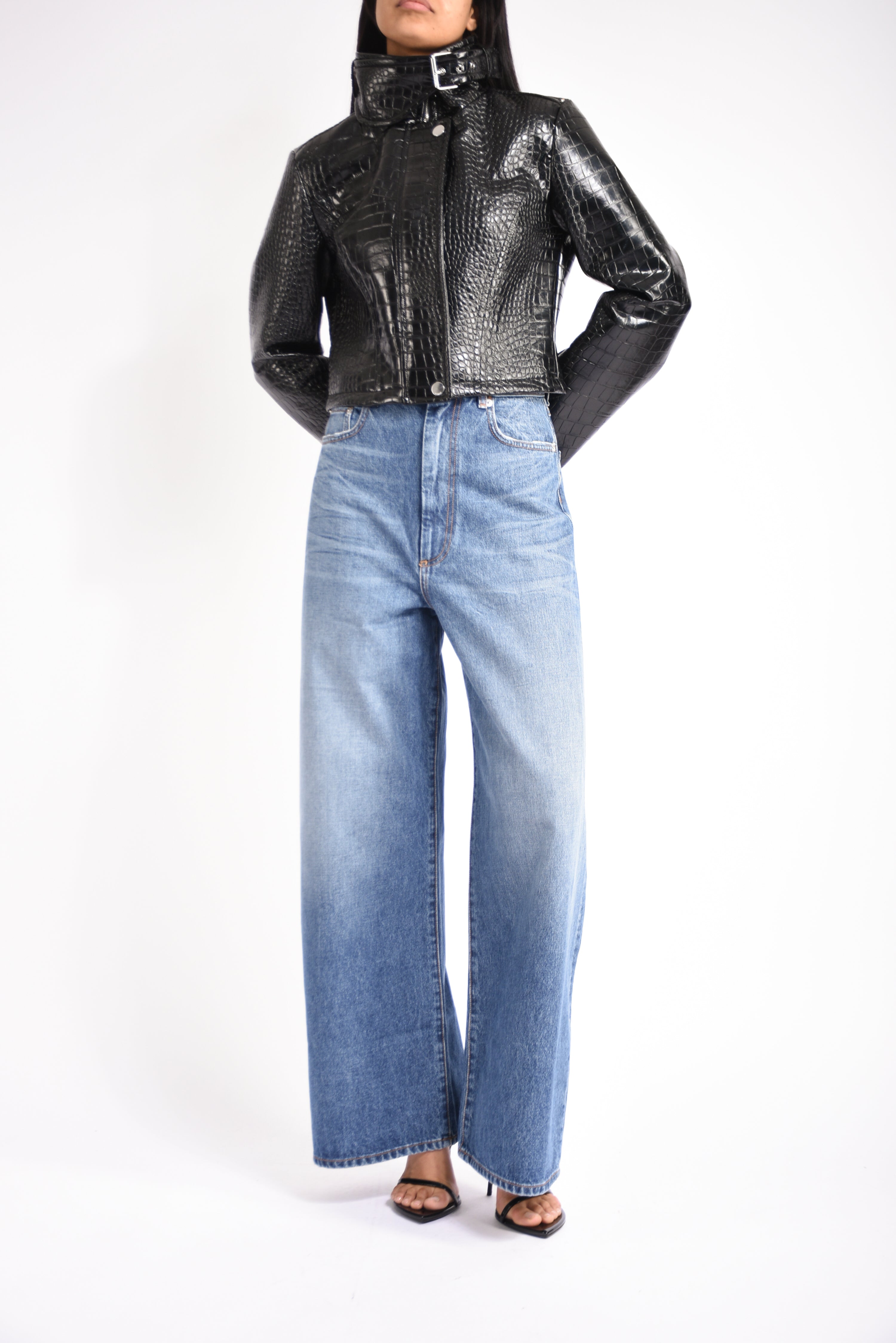 giacca cropped in vernice sultano