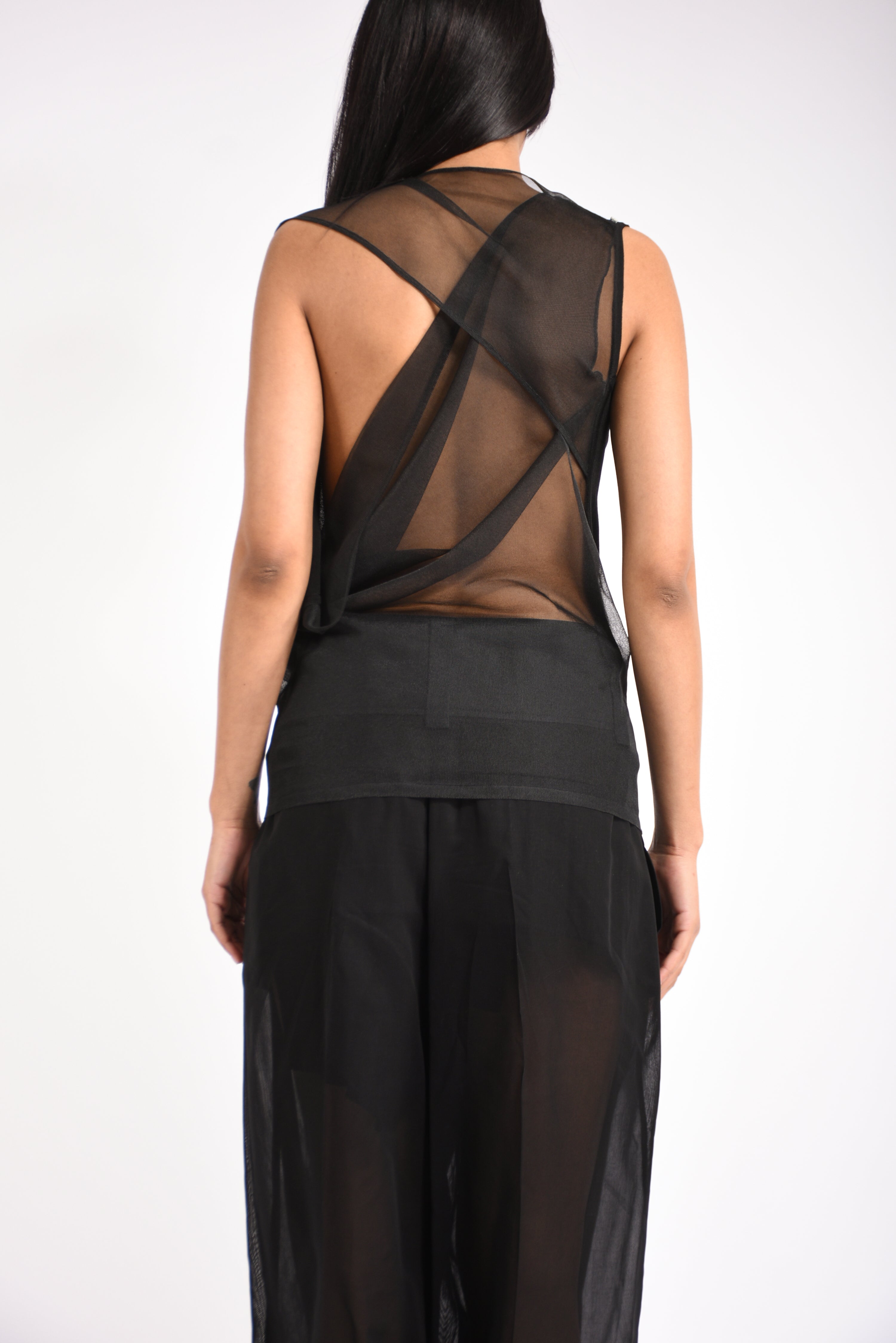 top asimmetrico in viscosa stretch geranio