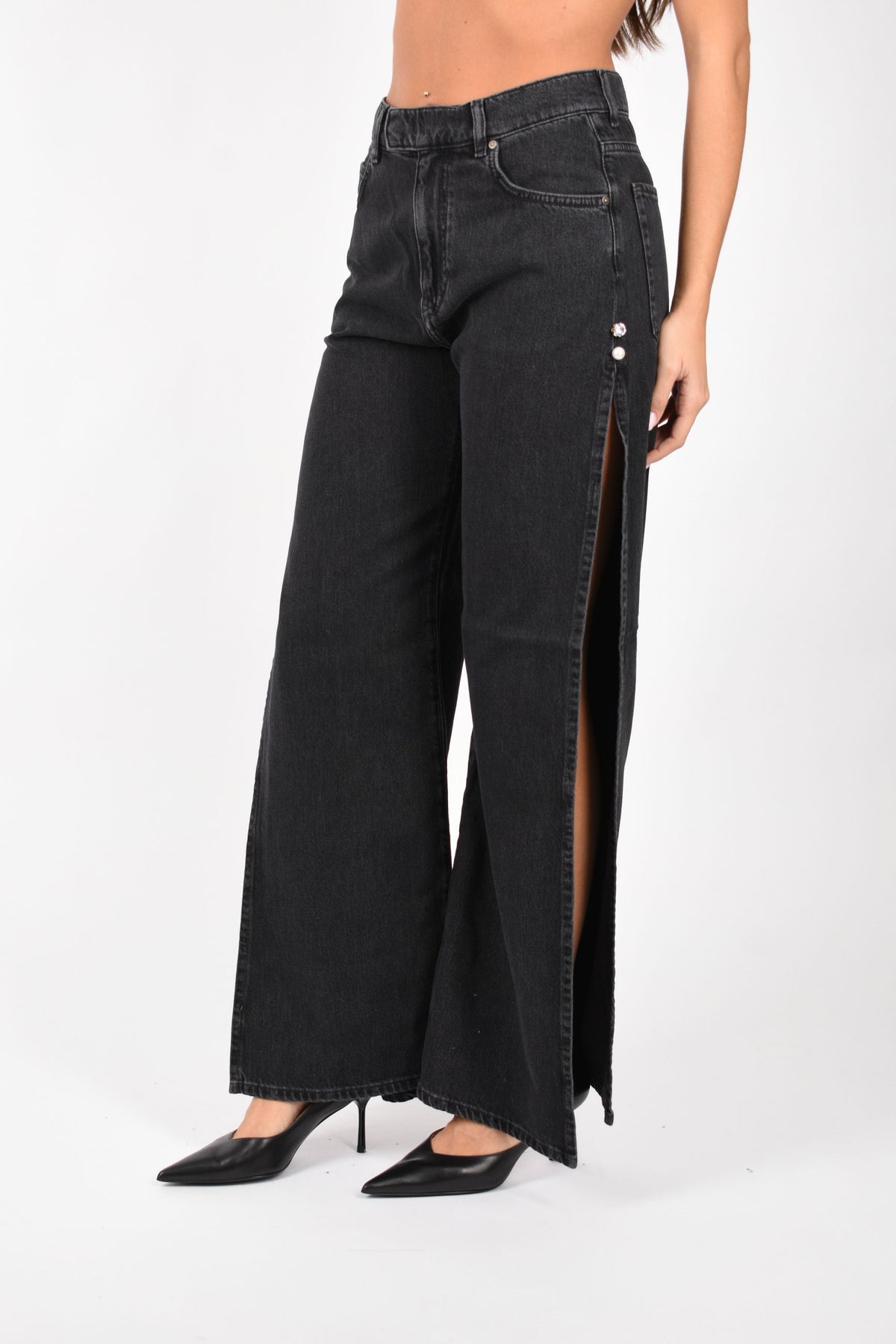 Jeans wide leg con spacchi laterali 107499A3KM
