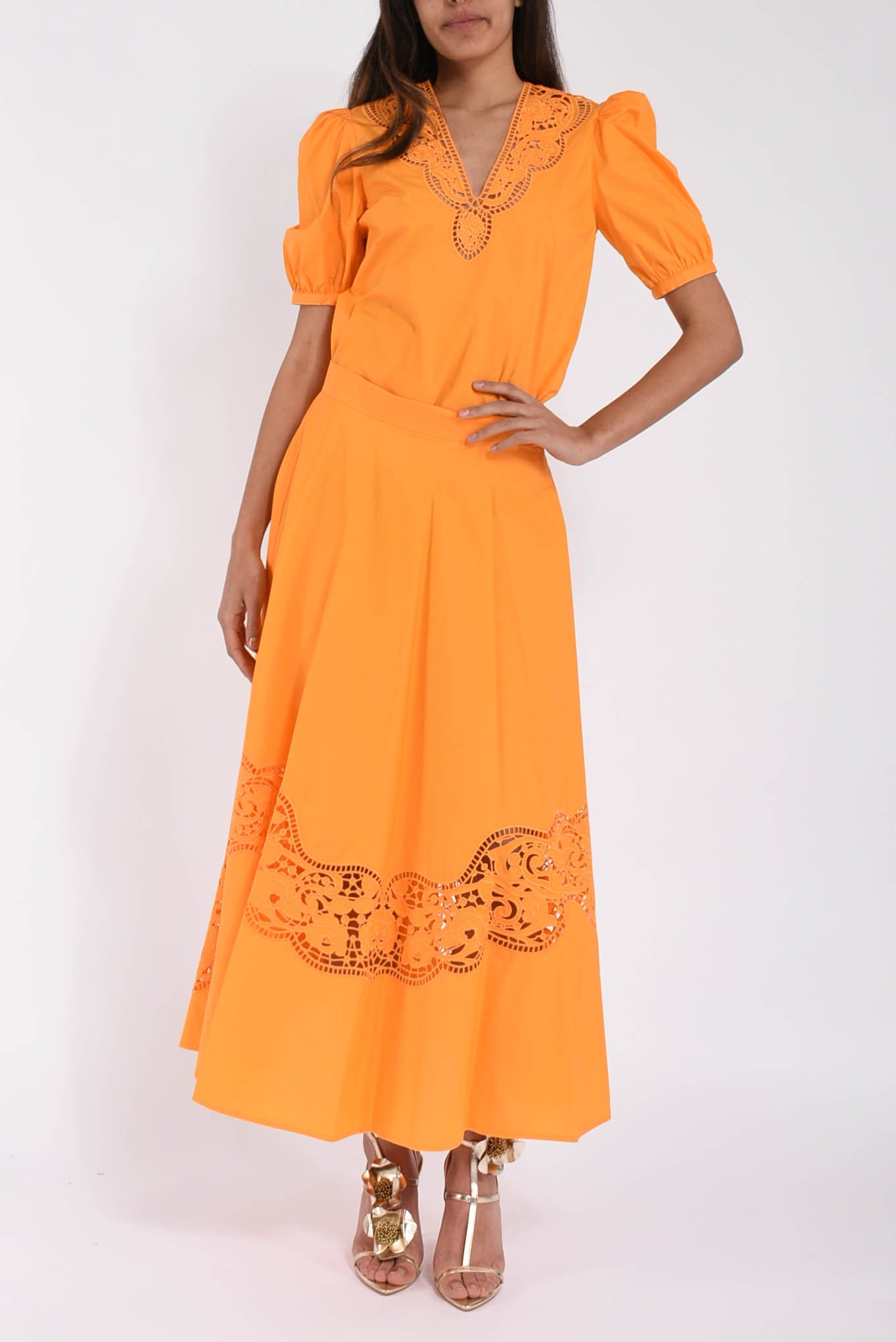 Blusa in popeline sangallo