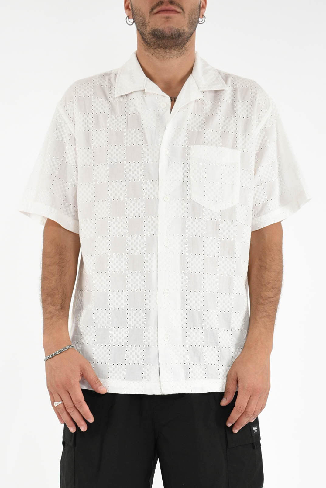 Camicia traforata in cotone