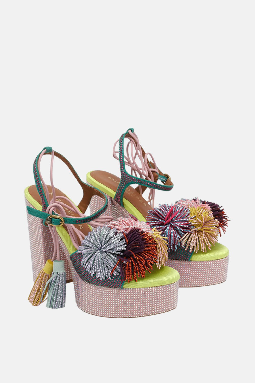 sandali pom pom tie platform