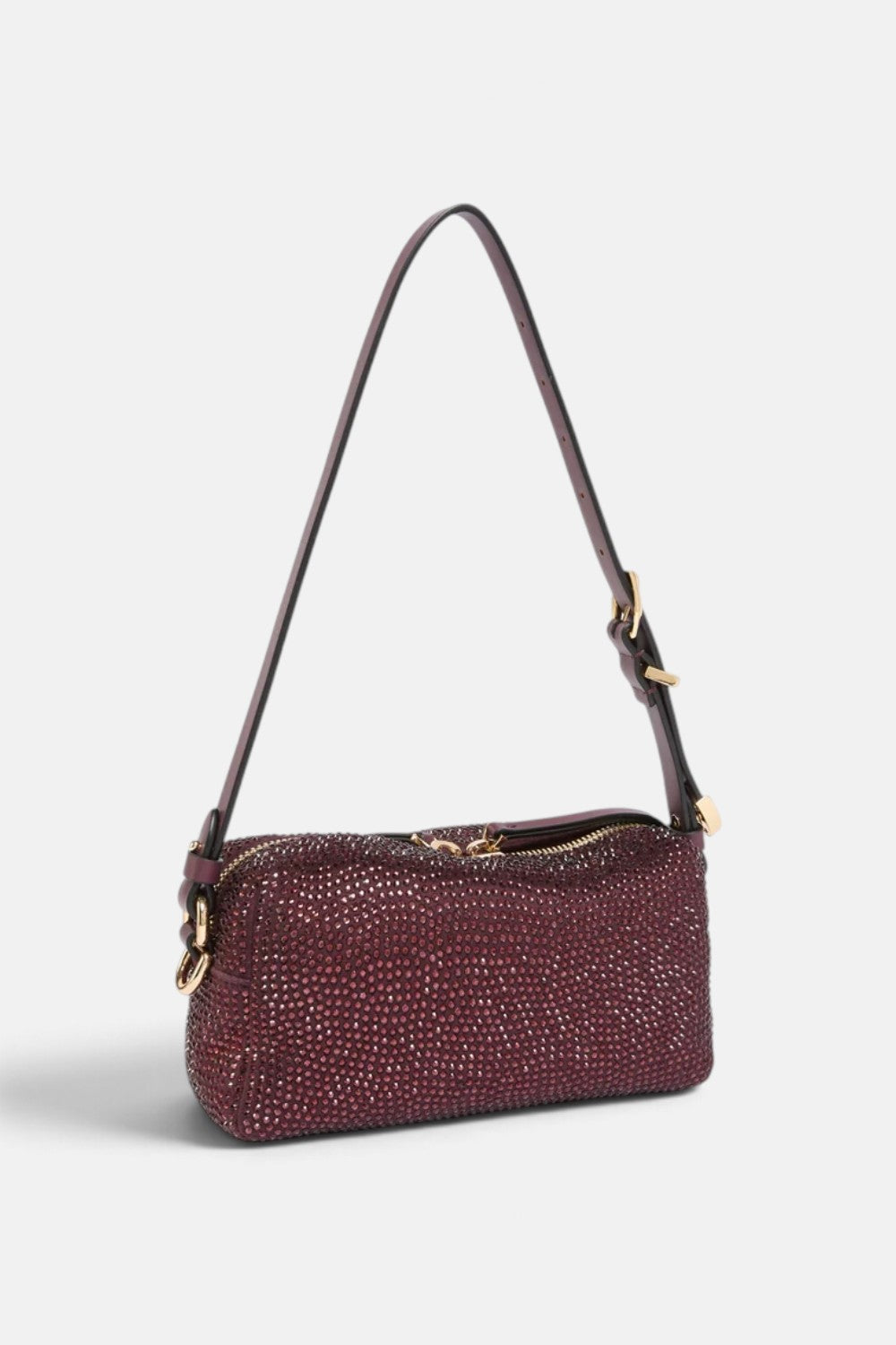 Borsa bauletto a tracolla mini effetto suede full strass 106967A3O8