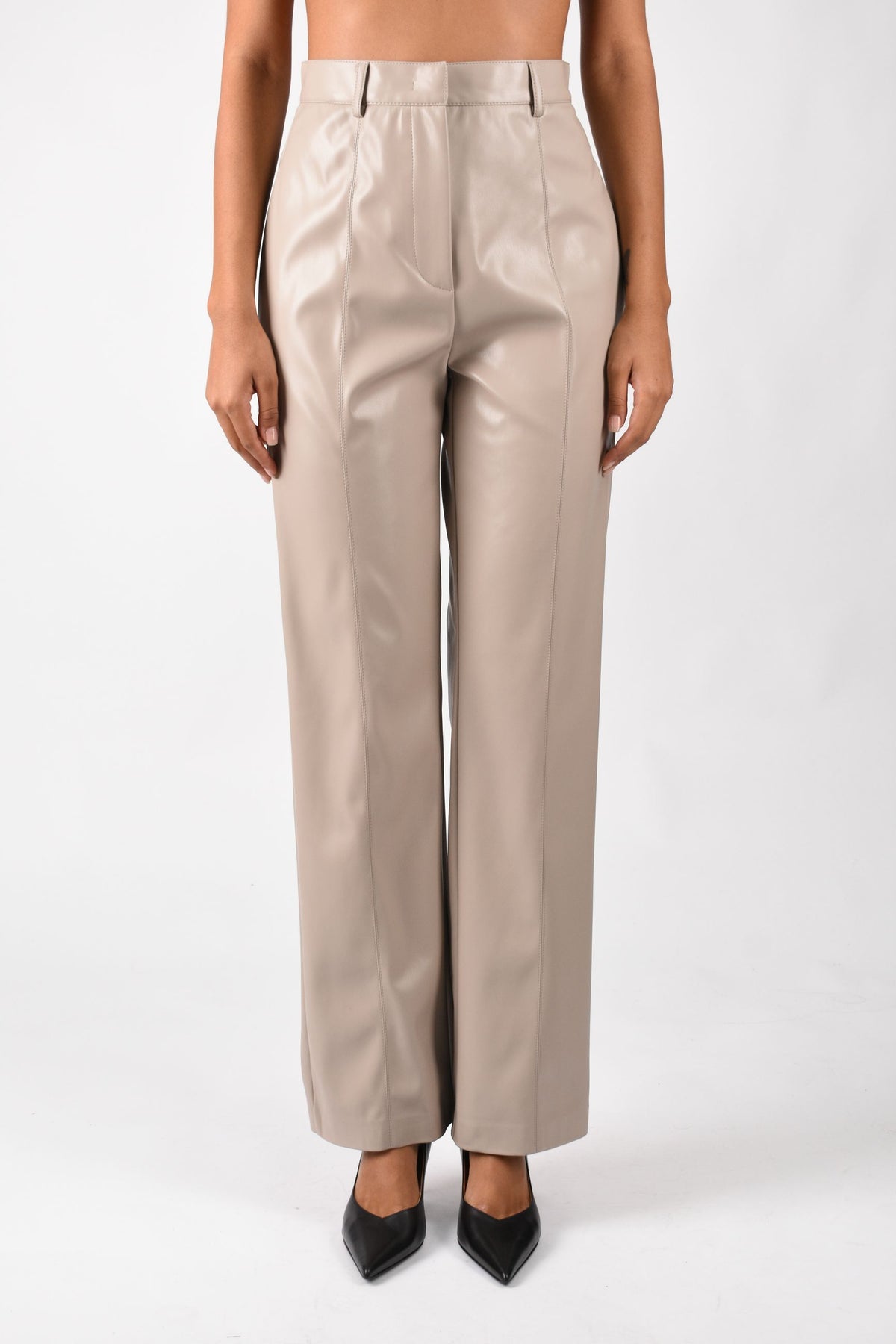 Pantalone vita alta straight in vegan leather A26CPPA00802