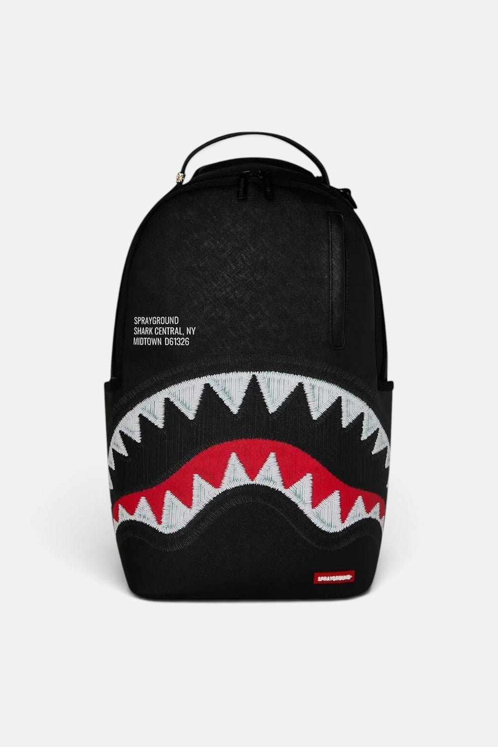 zaino shark central black embroidered shark