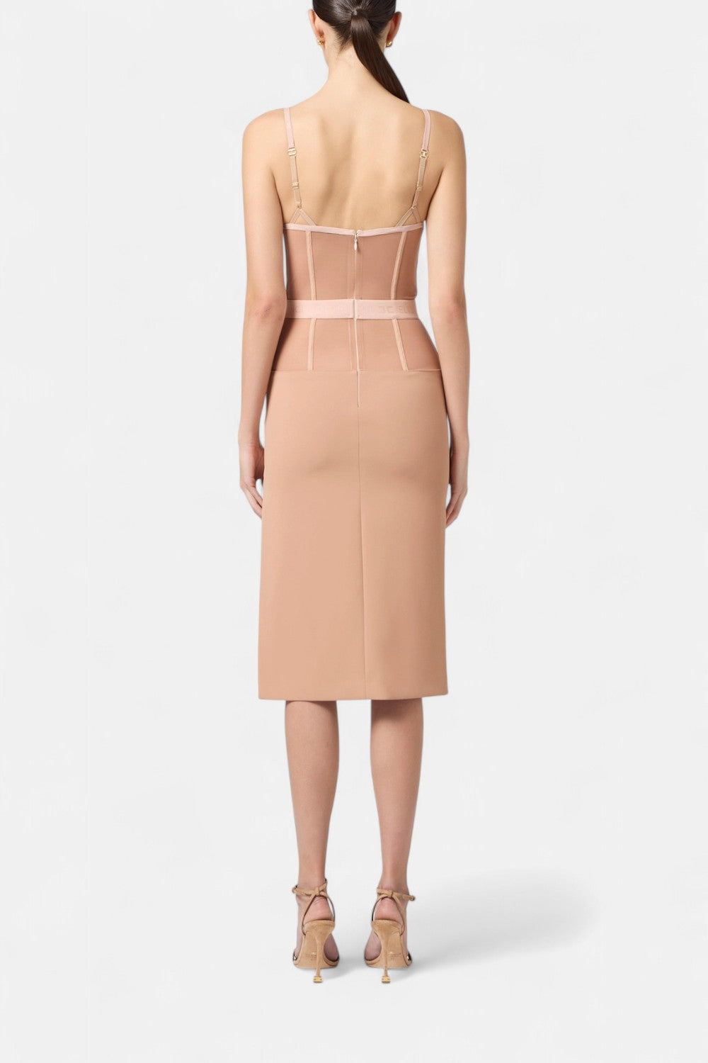 abito midi in crêpe e tulle