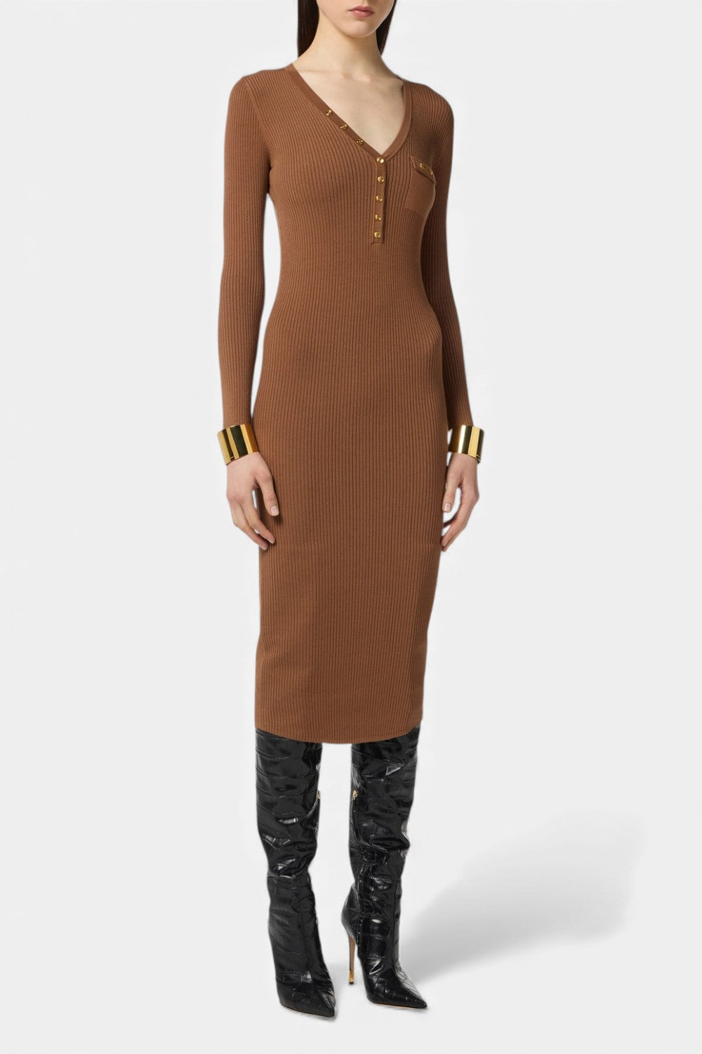 abito midi in maglia a costine