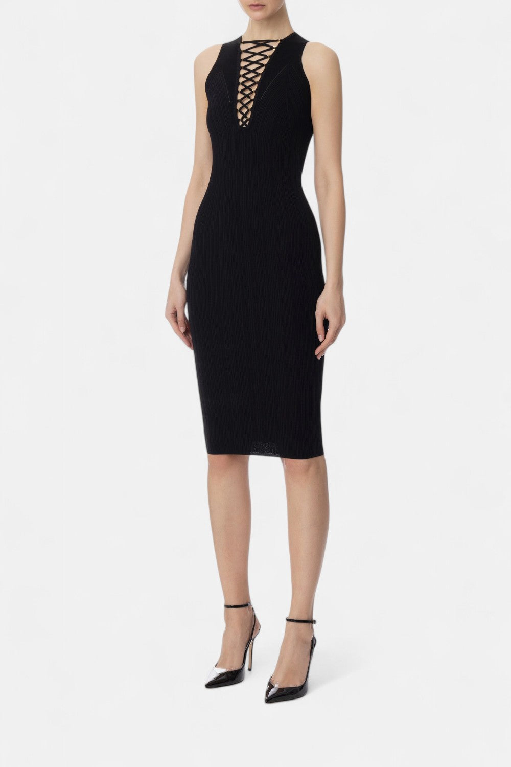 Abito midi con lacci criss-cross